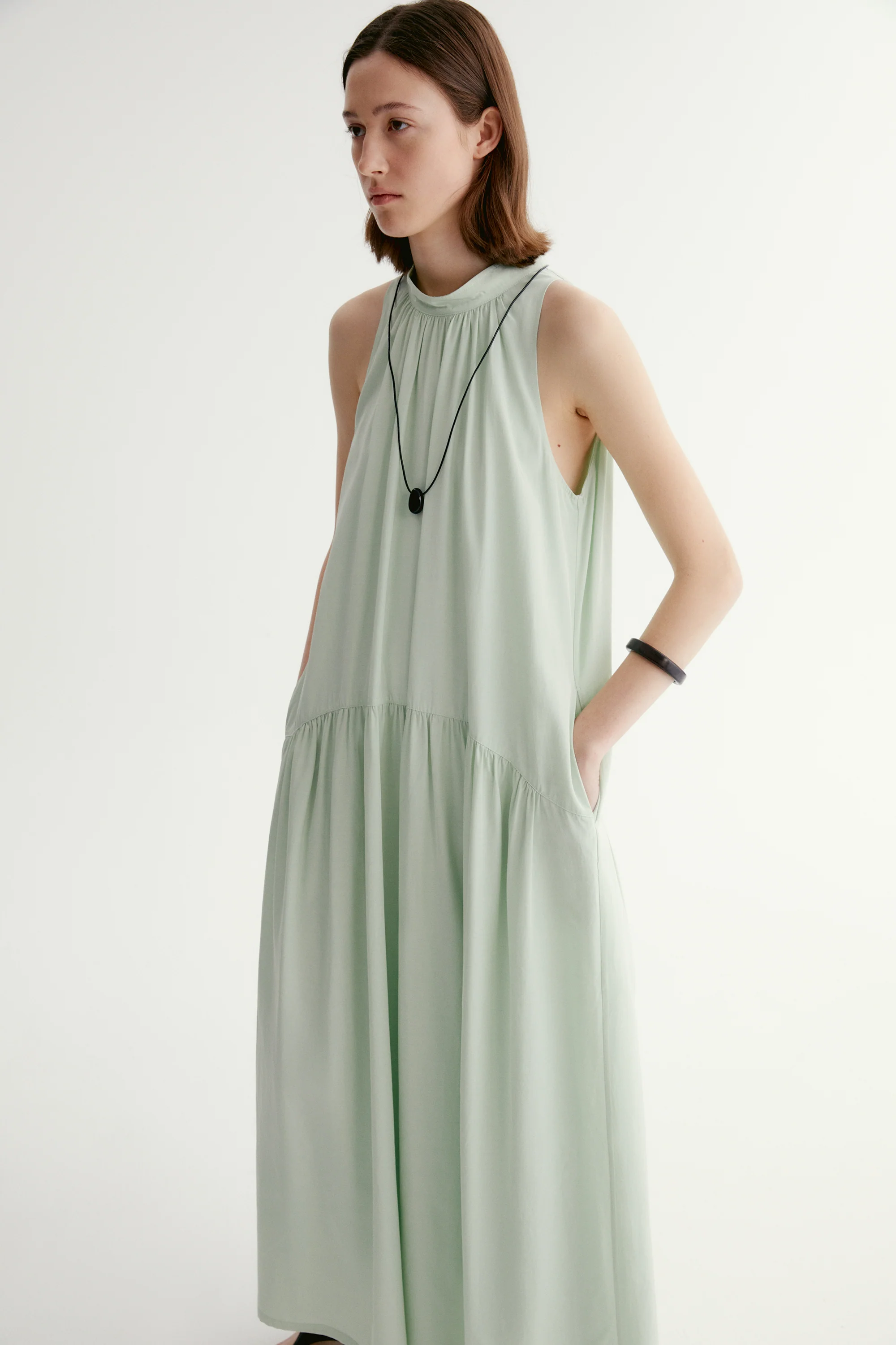A-line Pleated Sleeveless Dress - Image 13