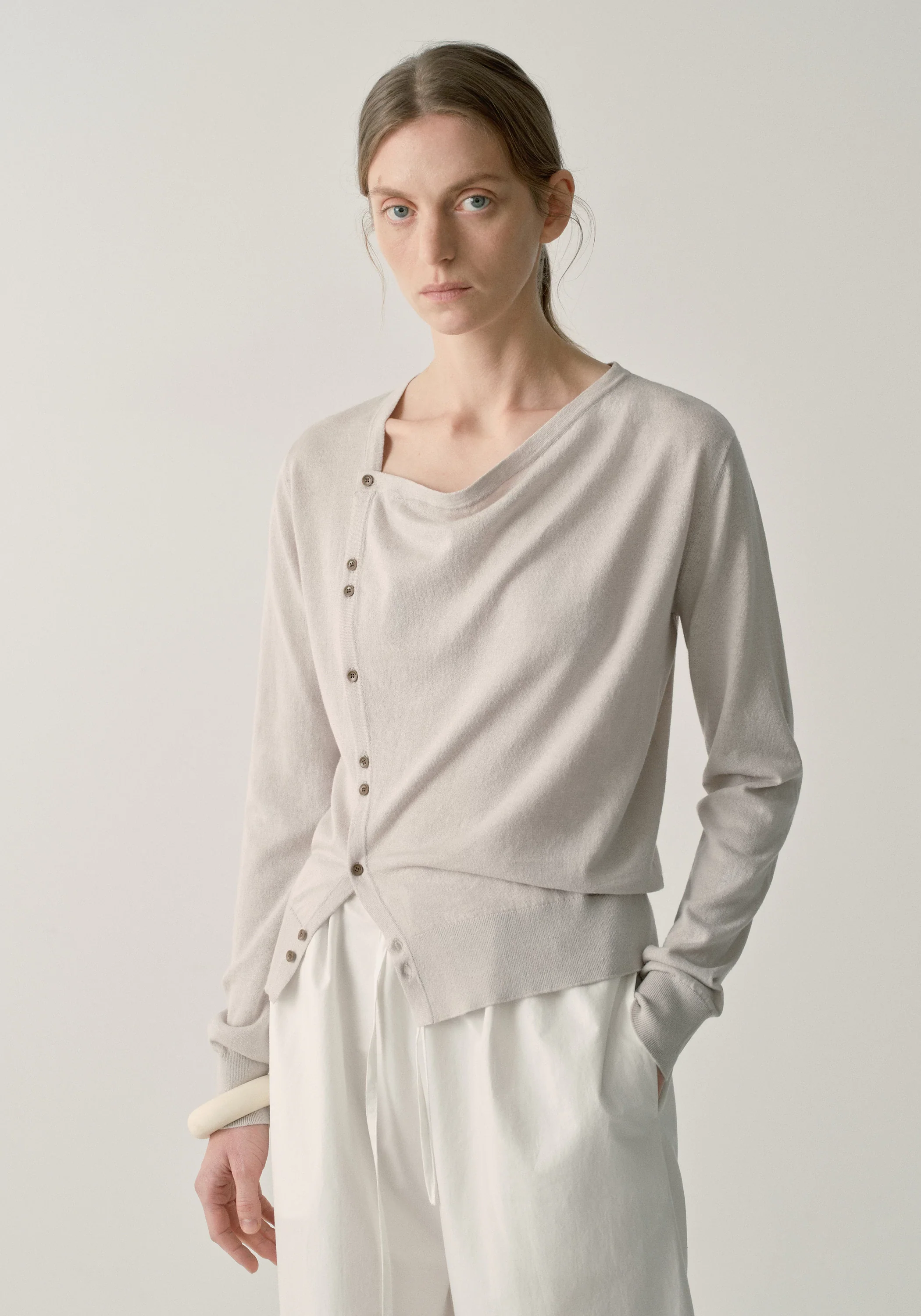 Asymmetric Hemp-cotton Cardigan - Image 14