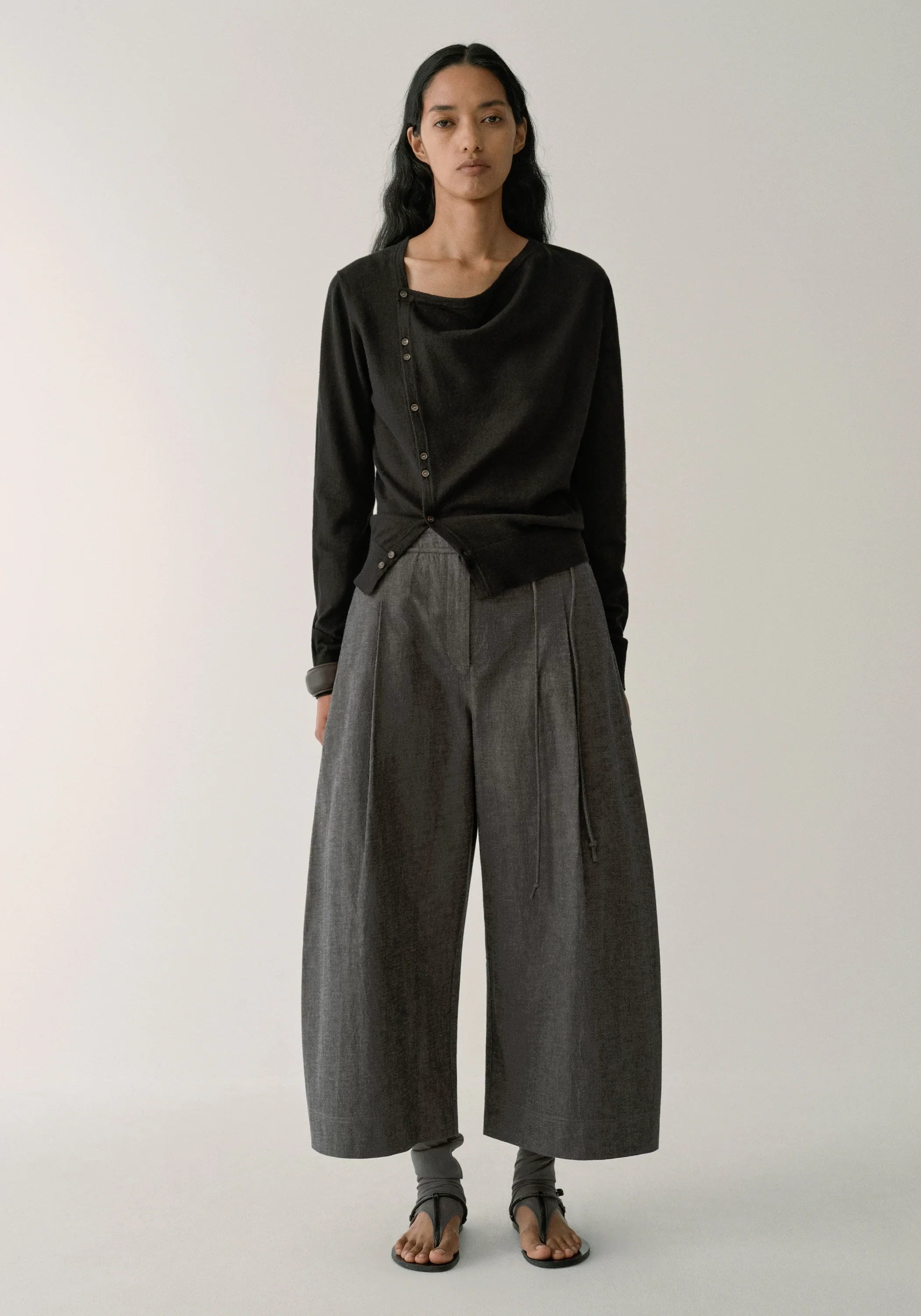 Asymmetric Hemp-cotton Cardigan - Image 3
