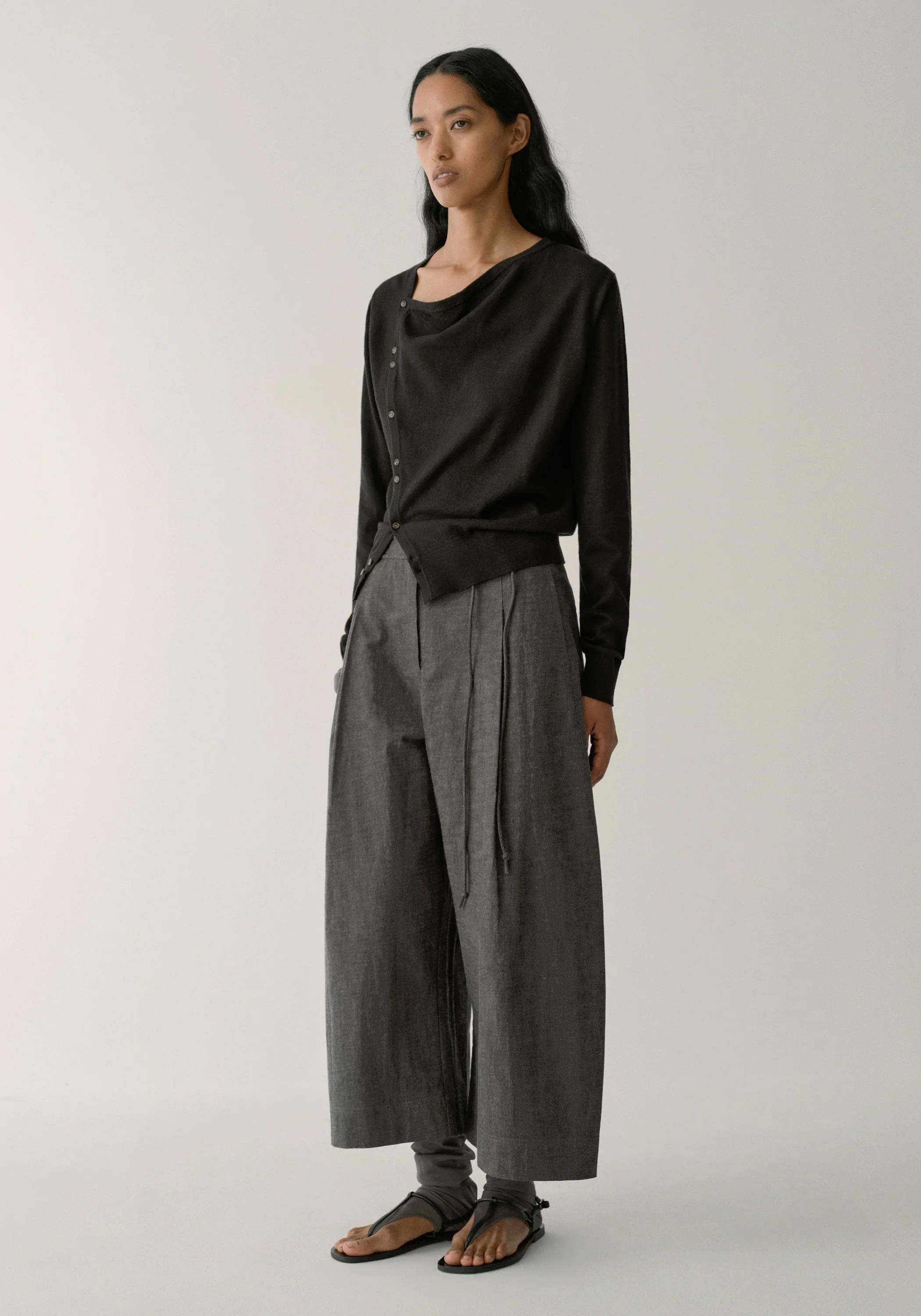 Asymmetric Hemp-cotton Cardigan - Image 4