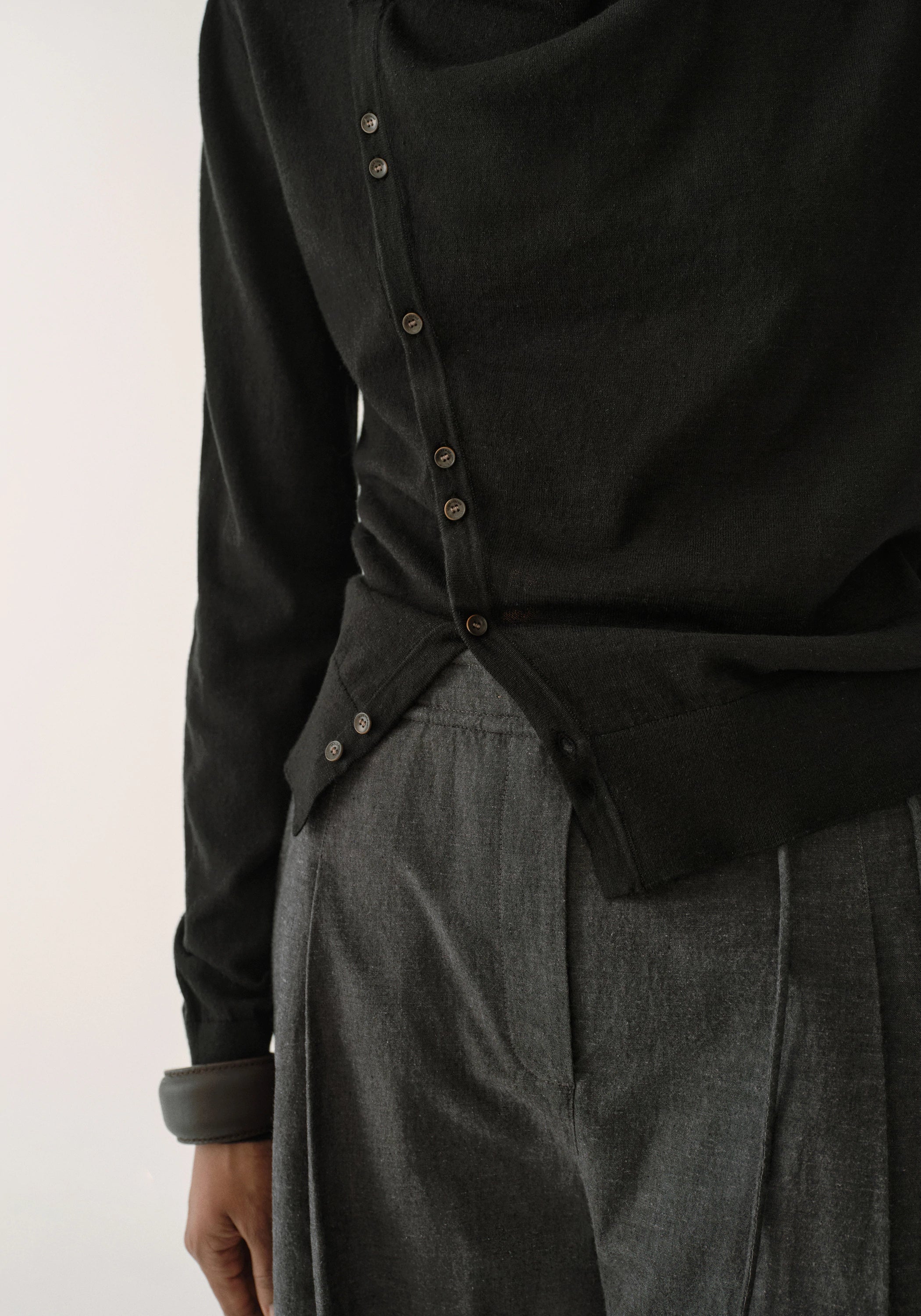 Asymmetric Hemp-cotton Cardigan - Image 8