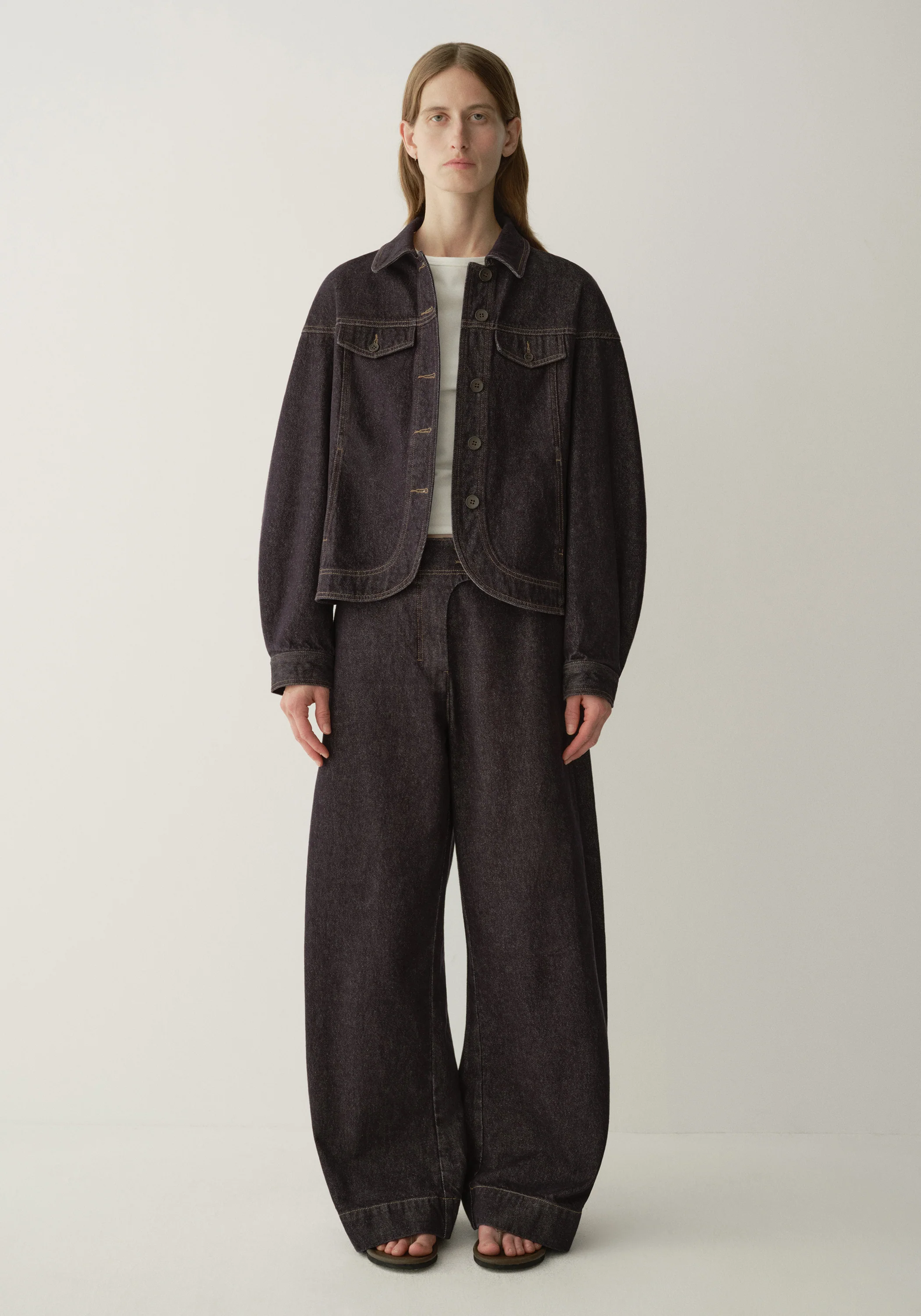 Asymmetric-placket Jeans