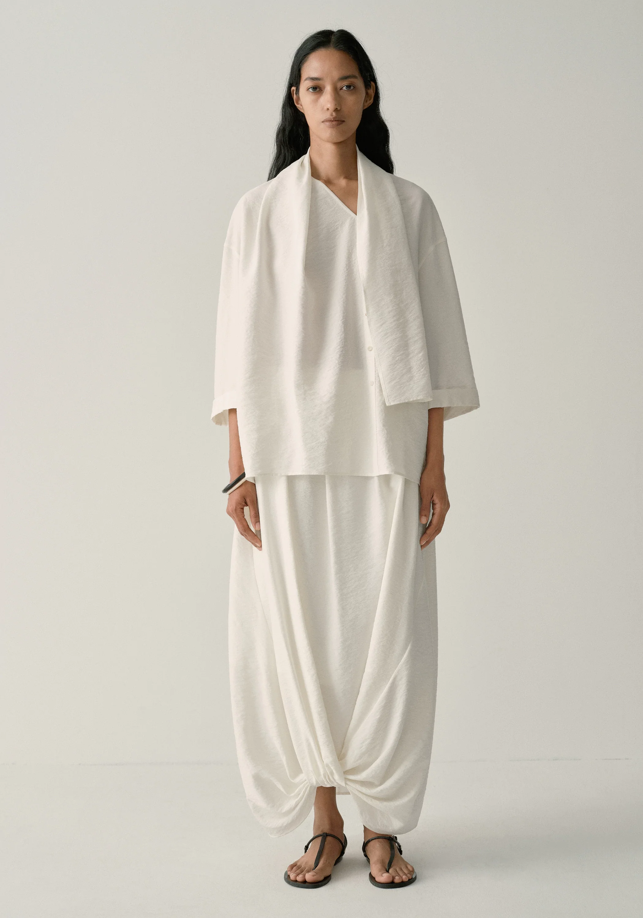 Asymmetric Scarf-detail Top - Image 11