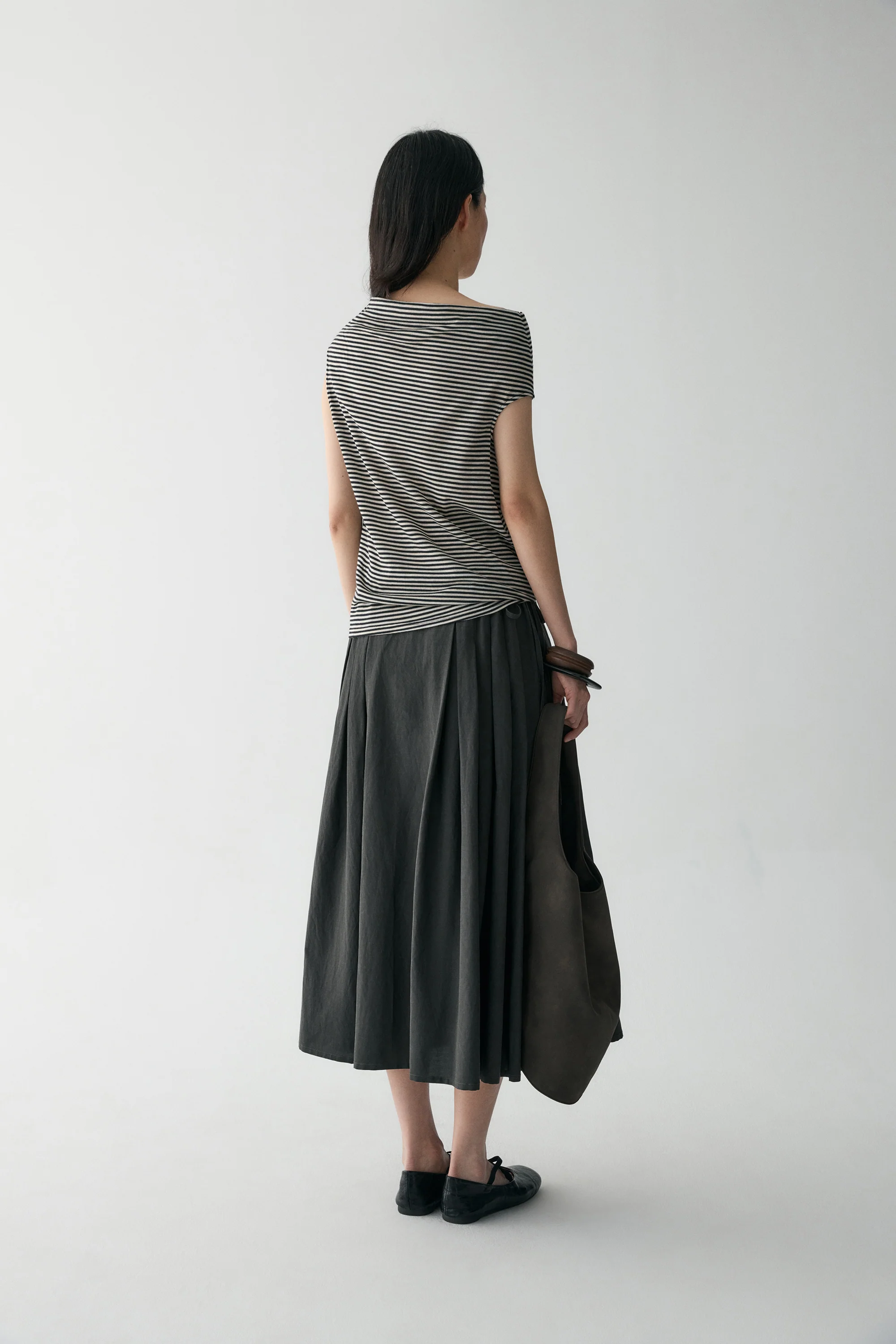 Asymmetric Striped Wool T-shirt - Image 13