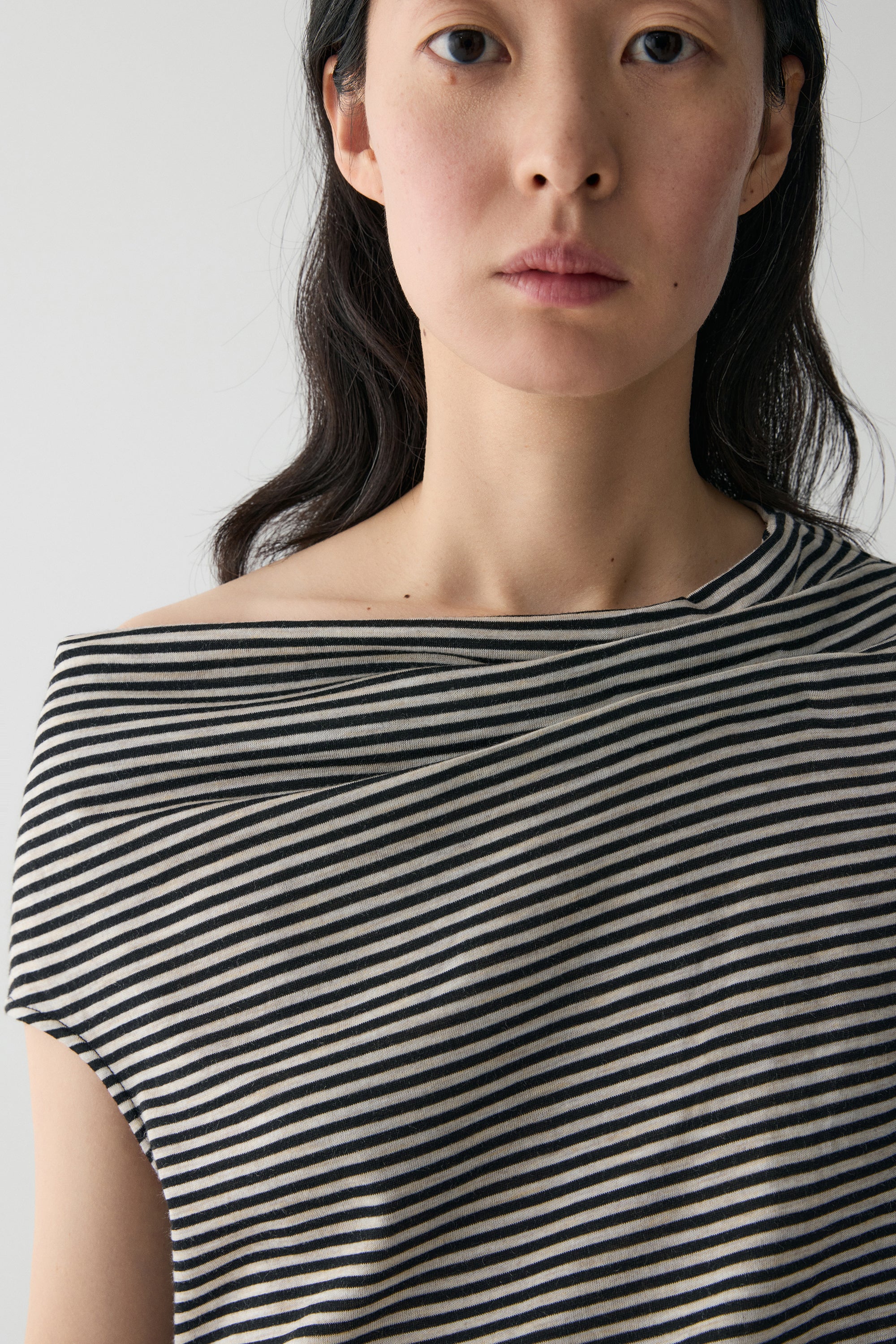 Asymmetric Striped Wool T-shirt - Image 17