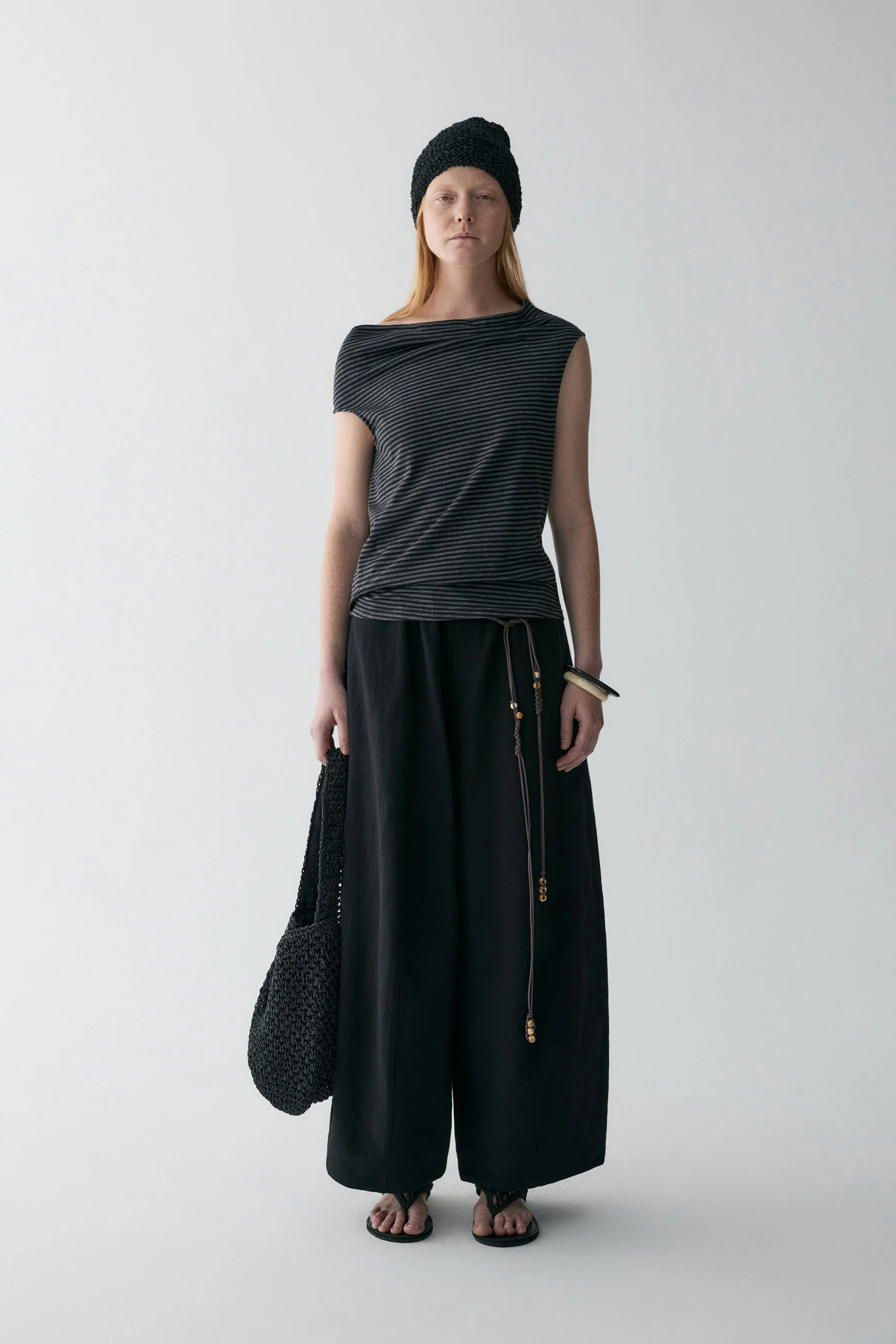 Asymmetric Striped Wool T-shirt - Image 4