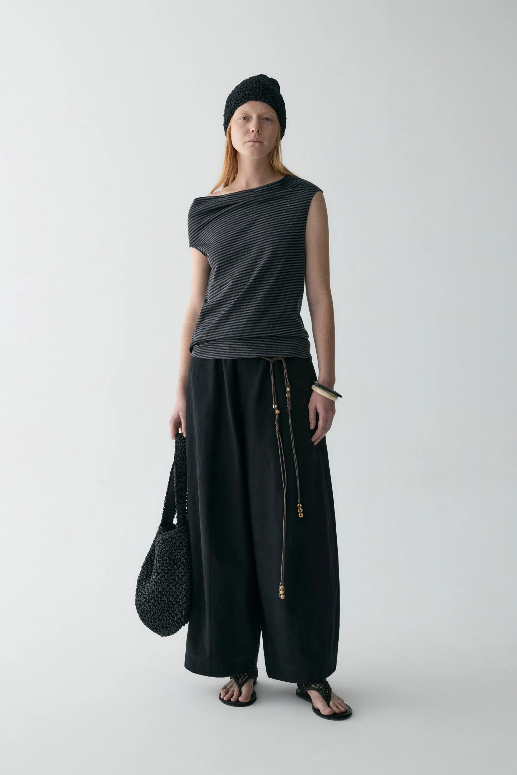 Asymmetric Striped Wool T-shirt - Image 5