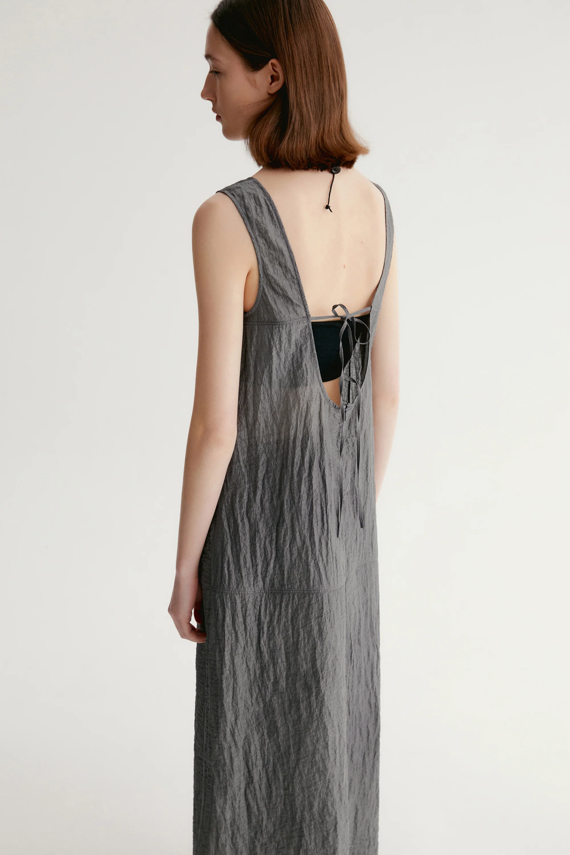 Backless Tie Silk Dress - Image 7
