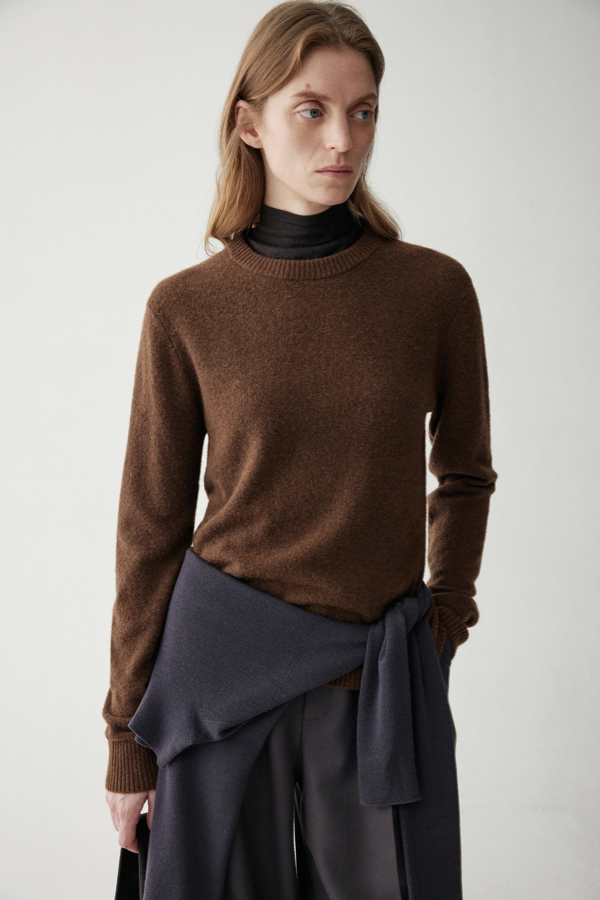 Basic Round Neck Yak Wool Knit Top - Image 13