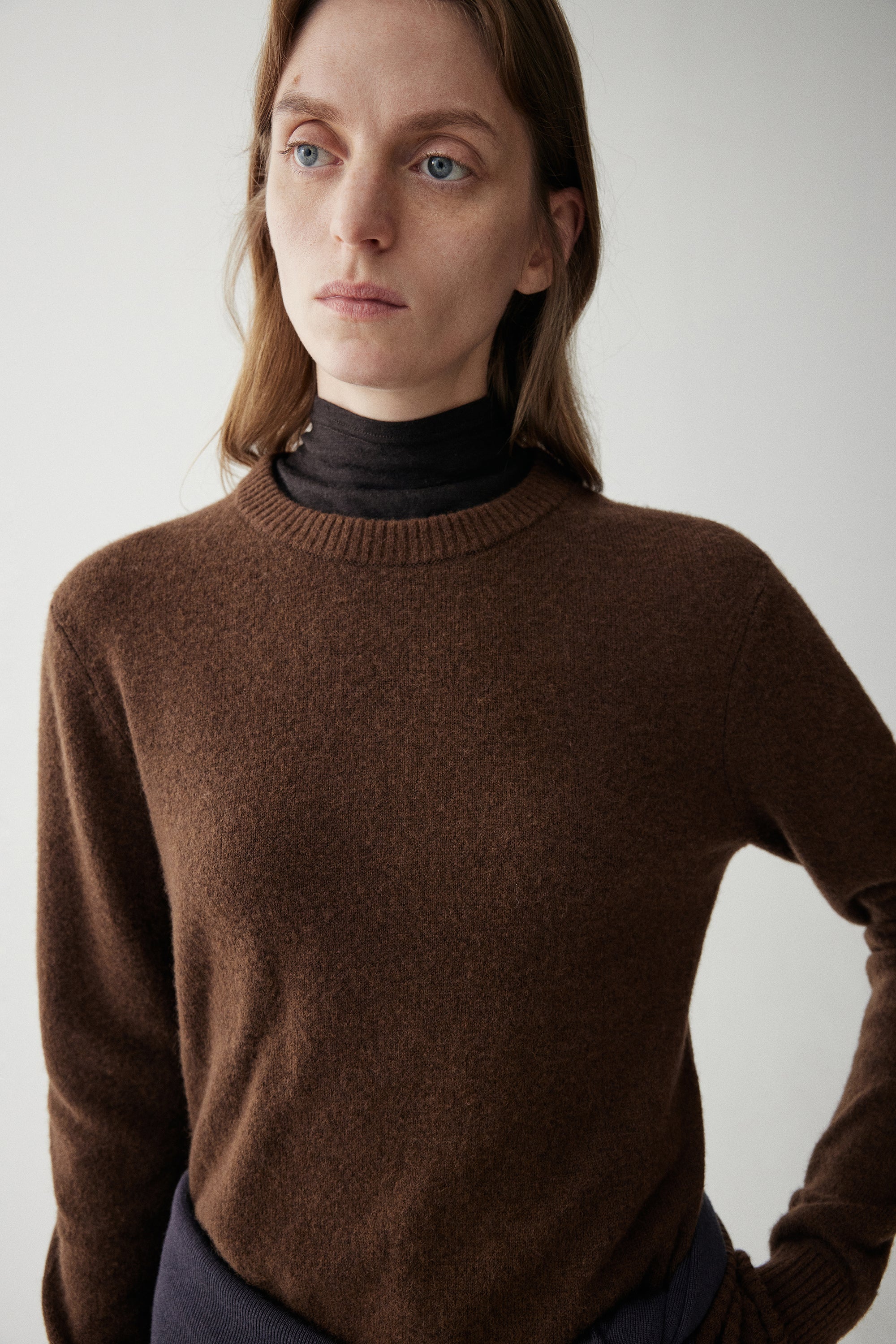 Basic Round Neck Yak Wool Knit Top - Image 14