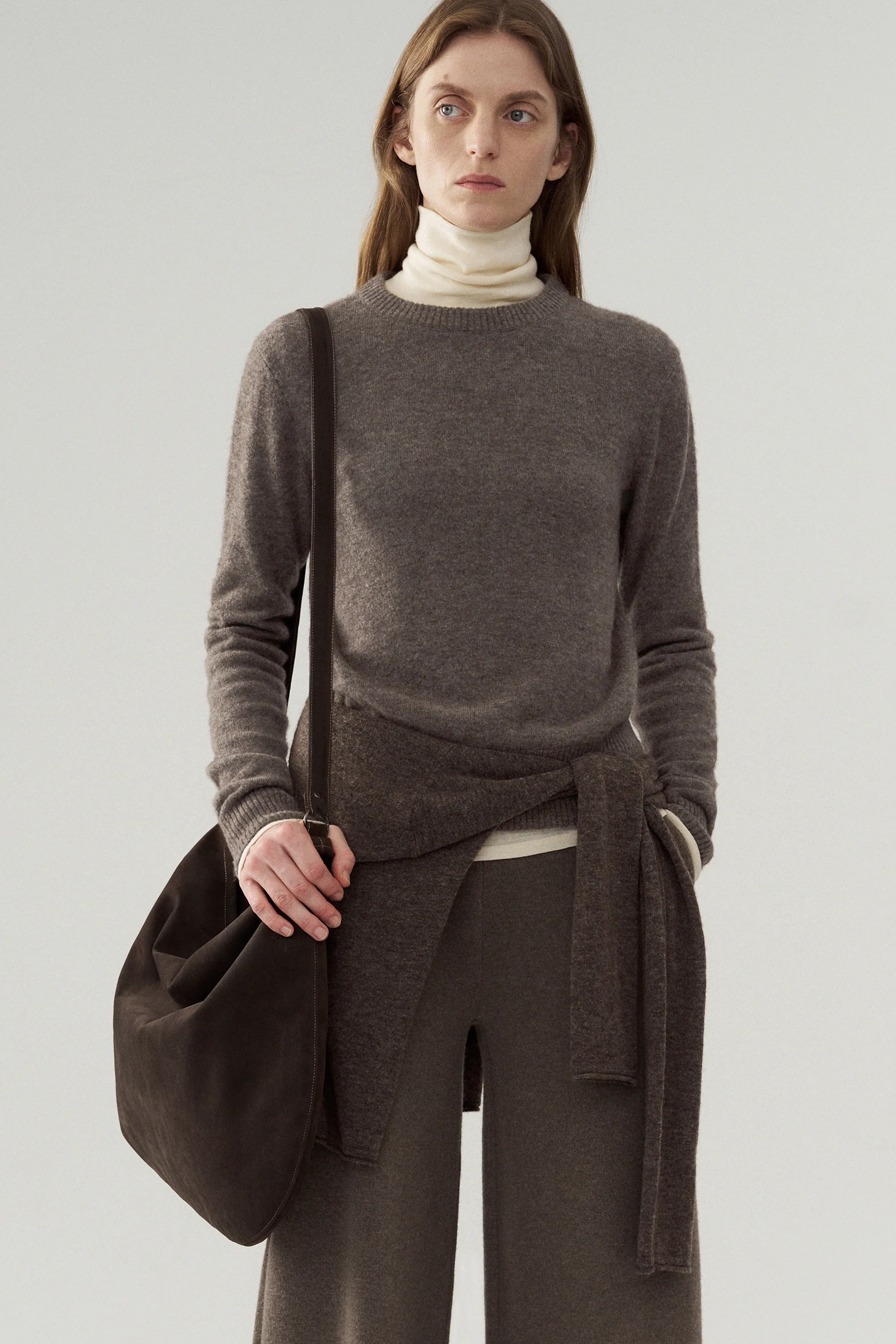 Basic Round Neck Yak Wool Knit Top - Image 17