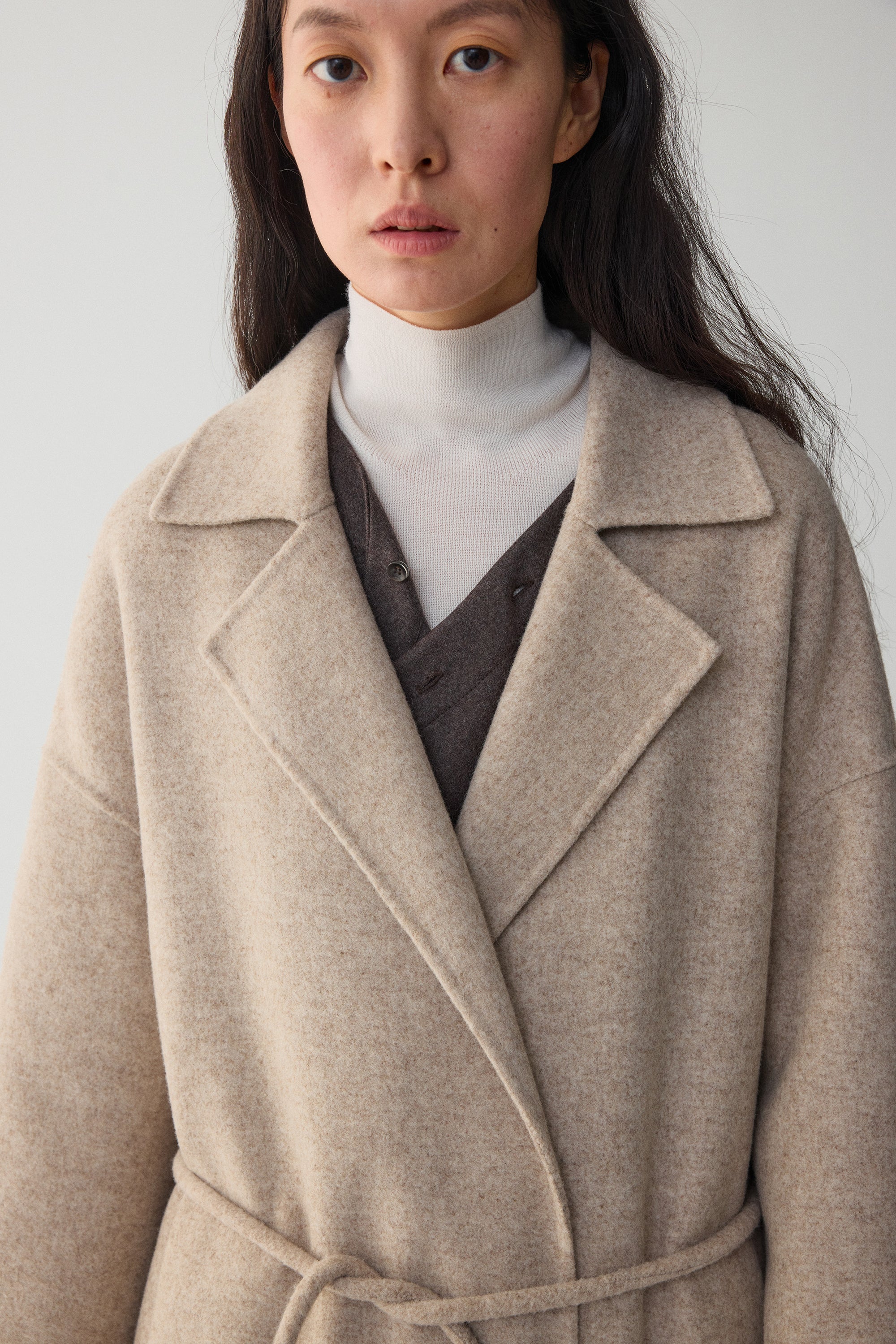 Belted Wool Robe Coat - Image 10