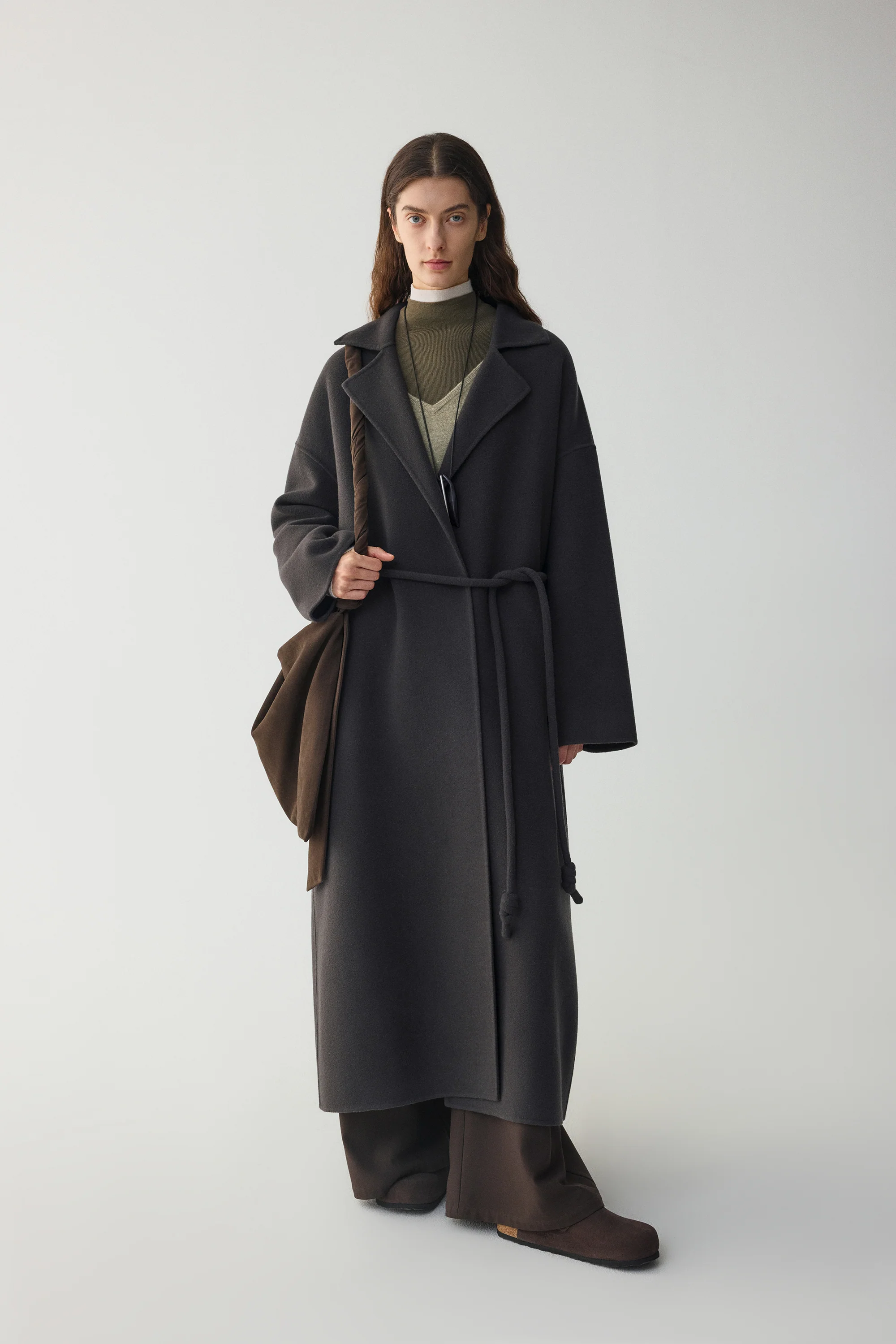 Belted Wool Robe Coat - Image 15