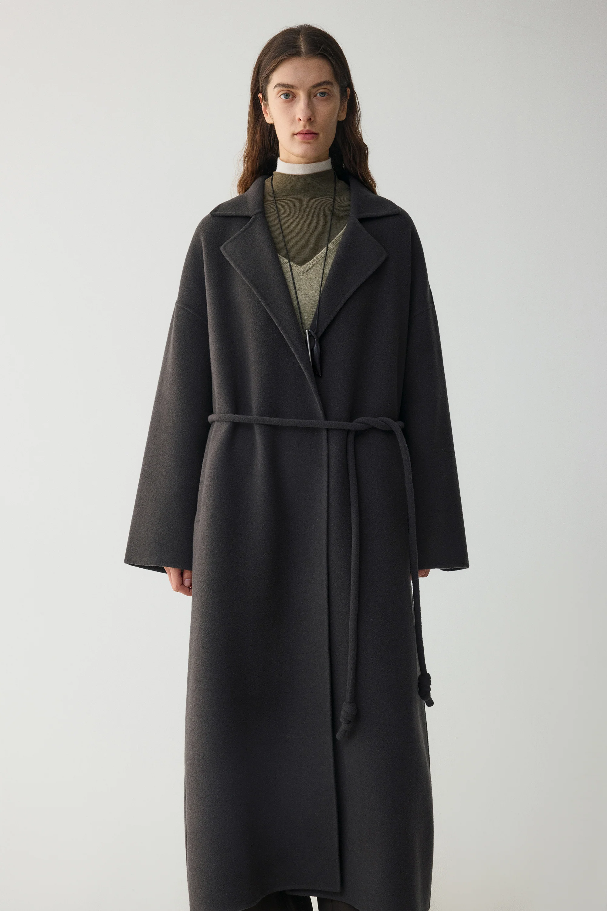 Belted Wool Robe Coat - Image 18