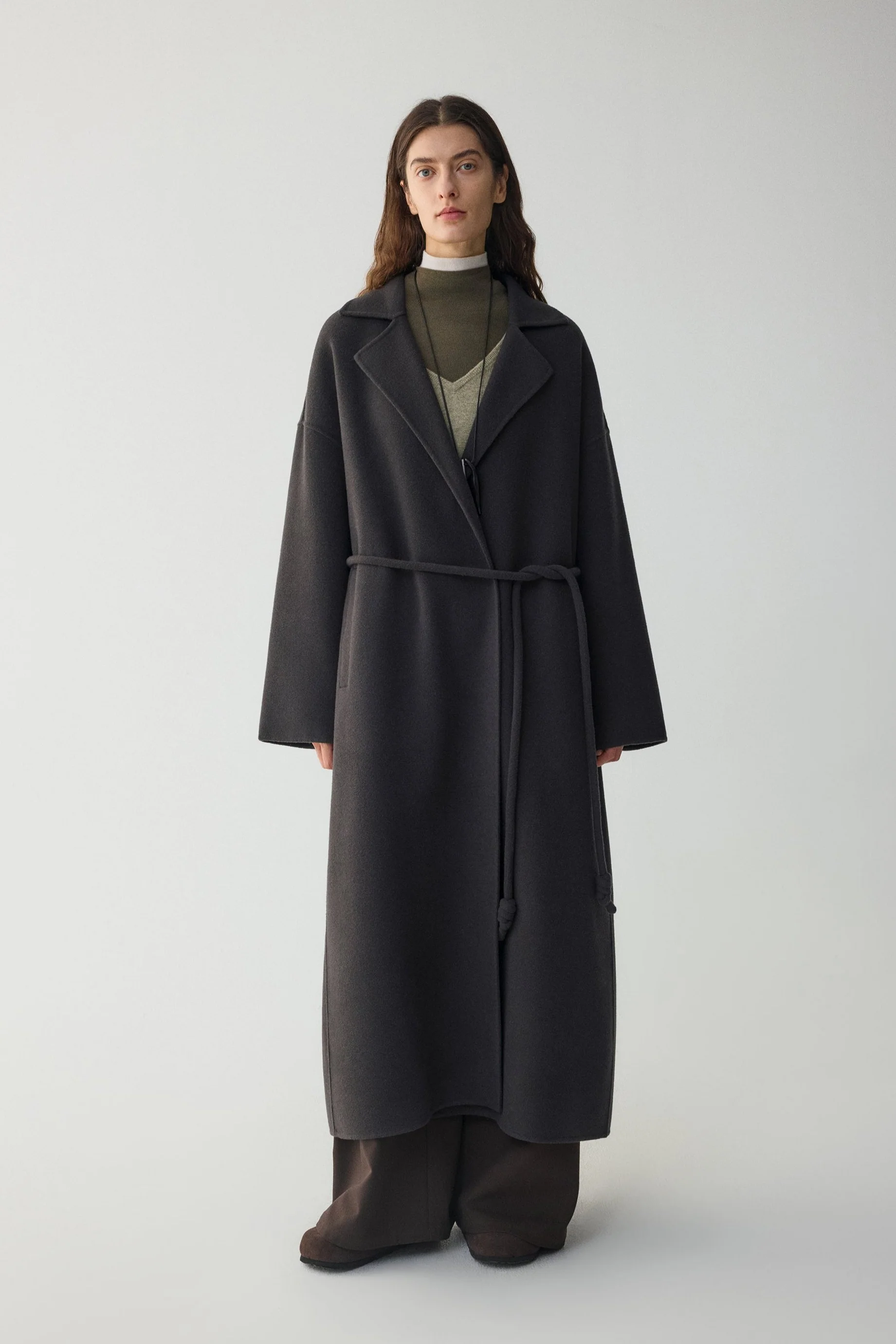 Belted Wool Robe Coat - Image 3