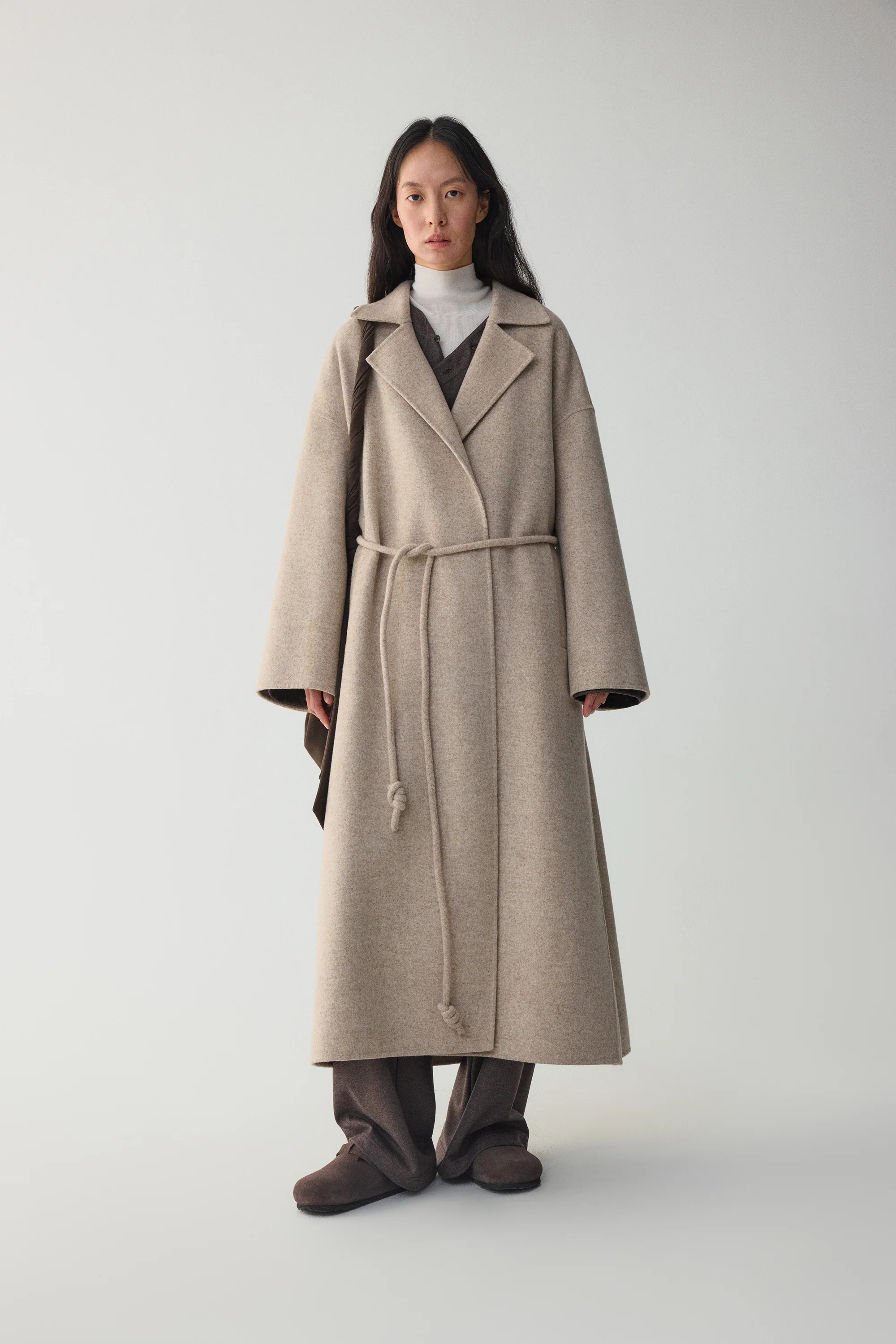 Belted Wool Robe Coat - Image 4