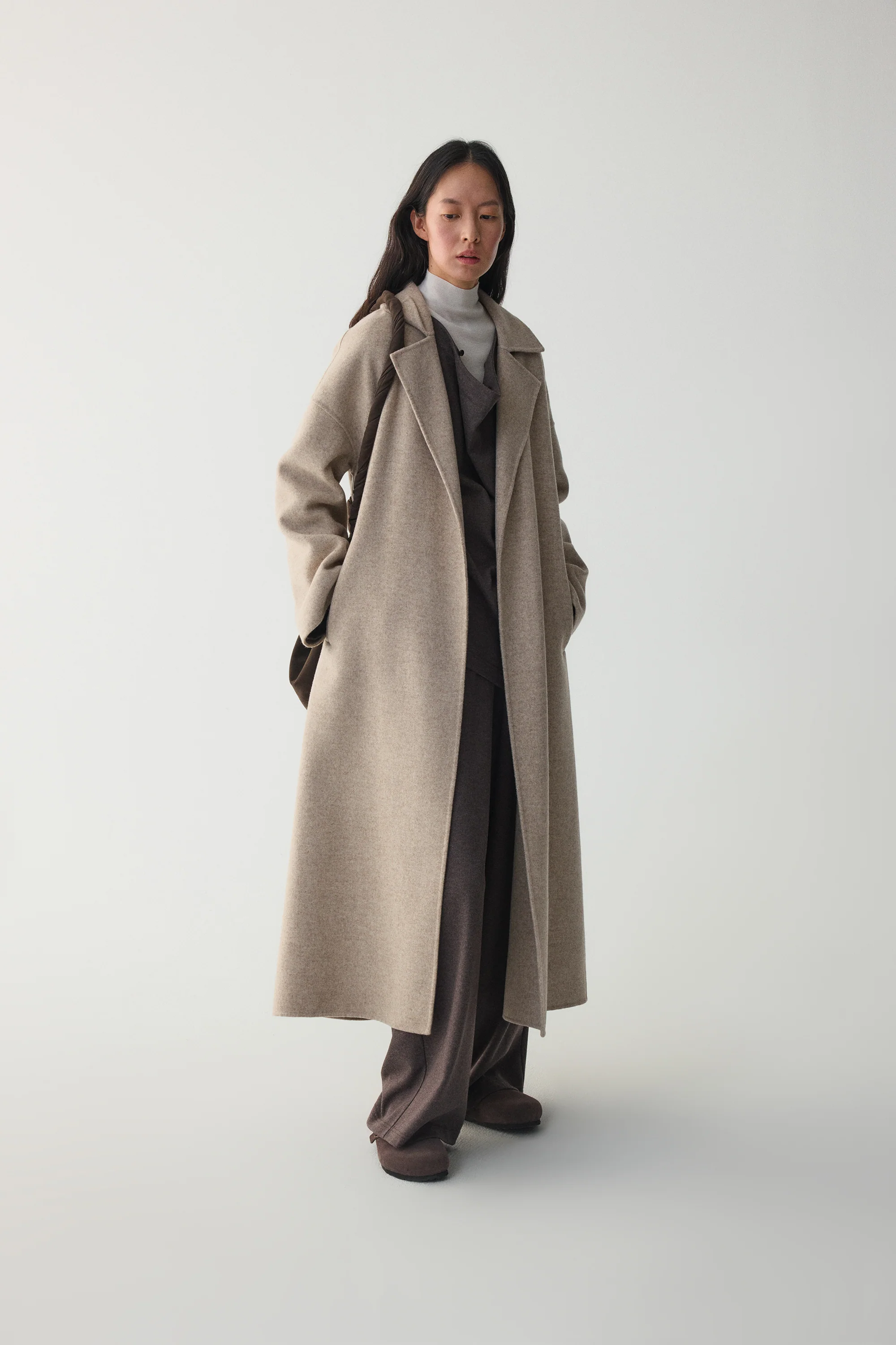 Belted Wool Robe Coat - Image 5