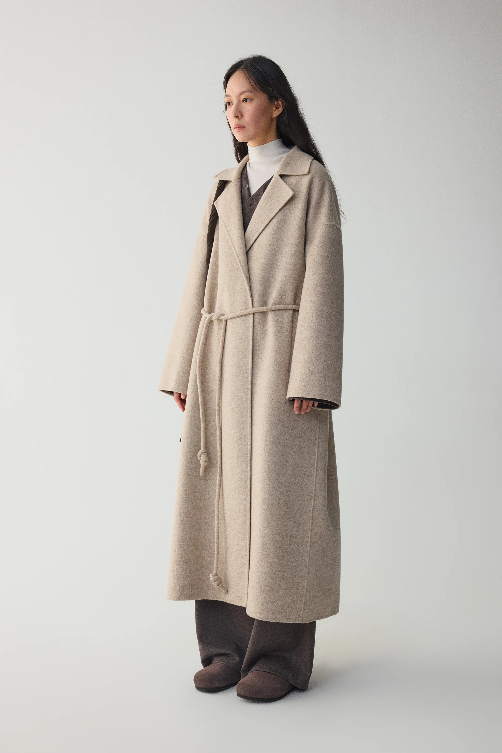 Belted Wool Robe Coat - Image 6