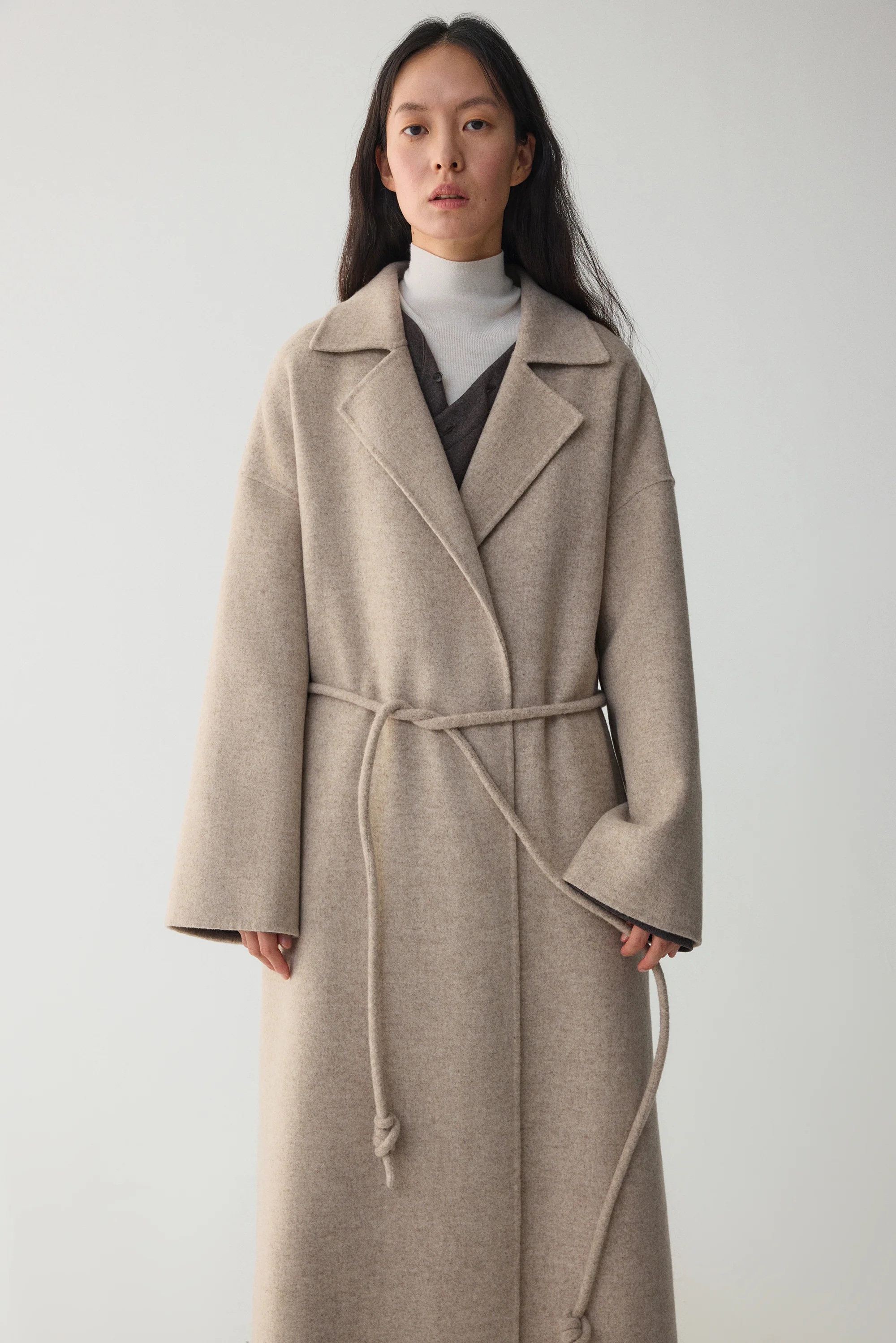 Belted Wool Robe Coat - Image 8