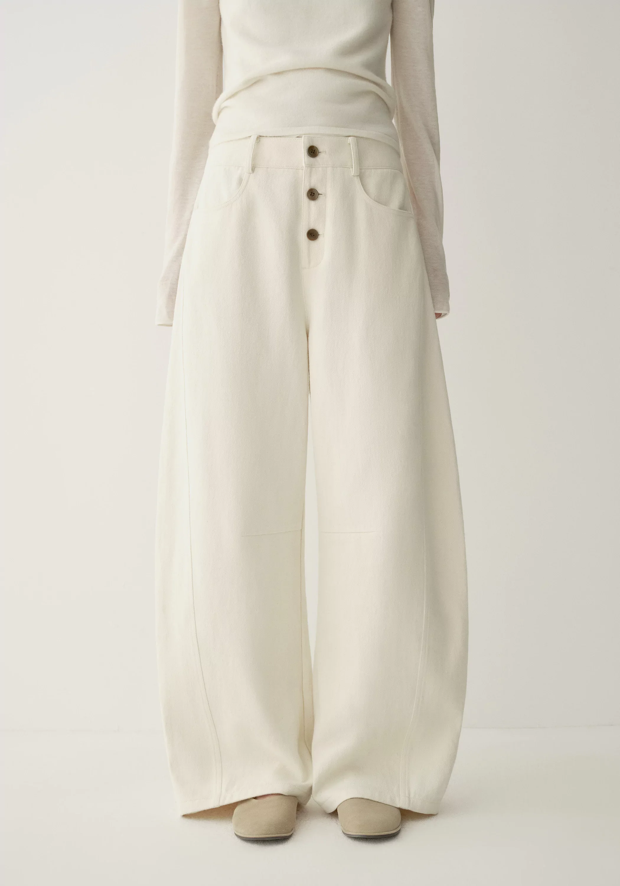 Buttoned Curved Pants - Image 11