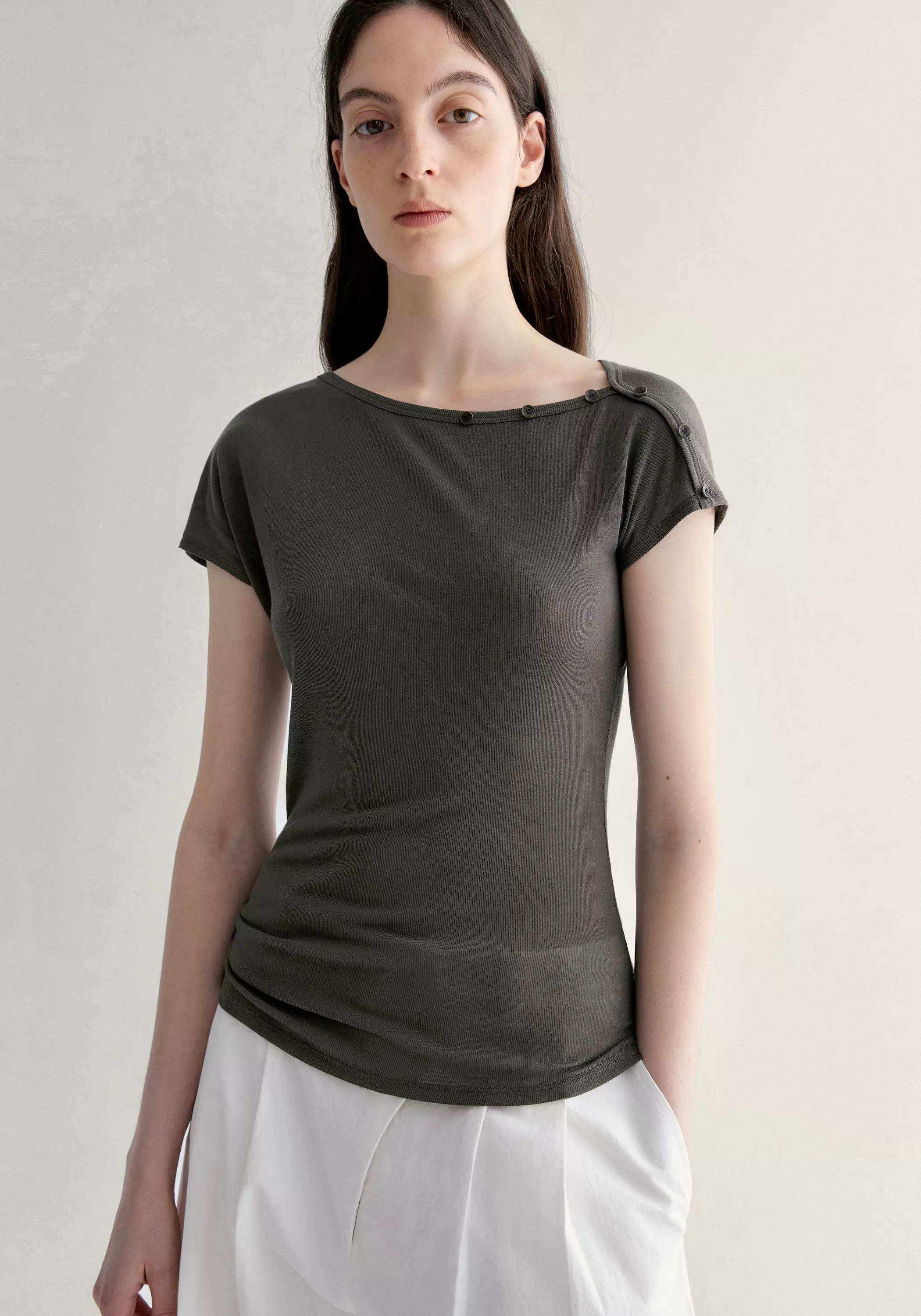 Buttoned Wool T-shirt - Image 4