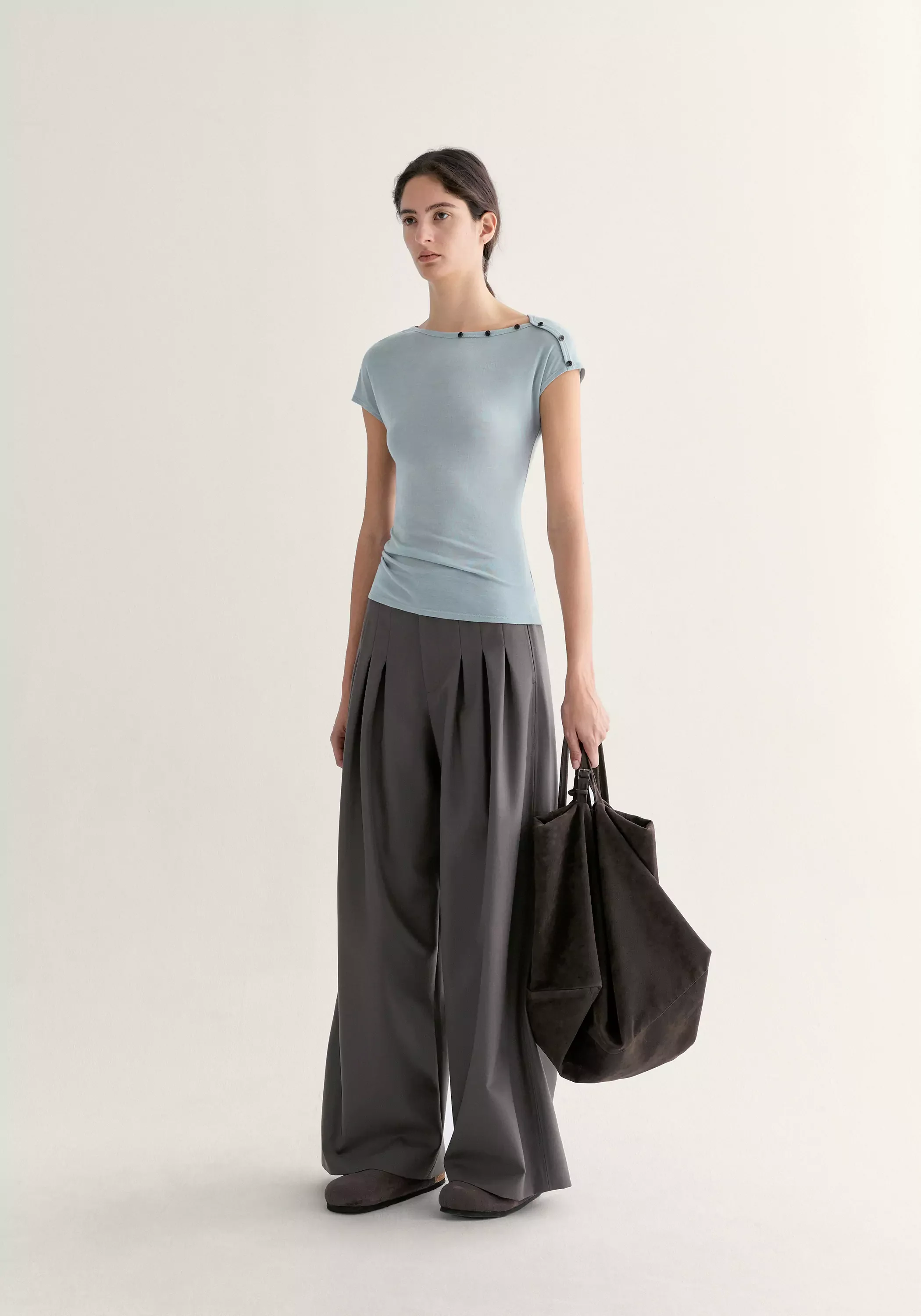 Buttoned Wool T-shirt - Image 5