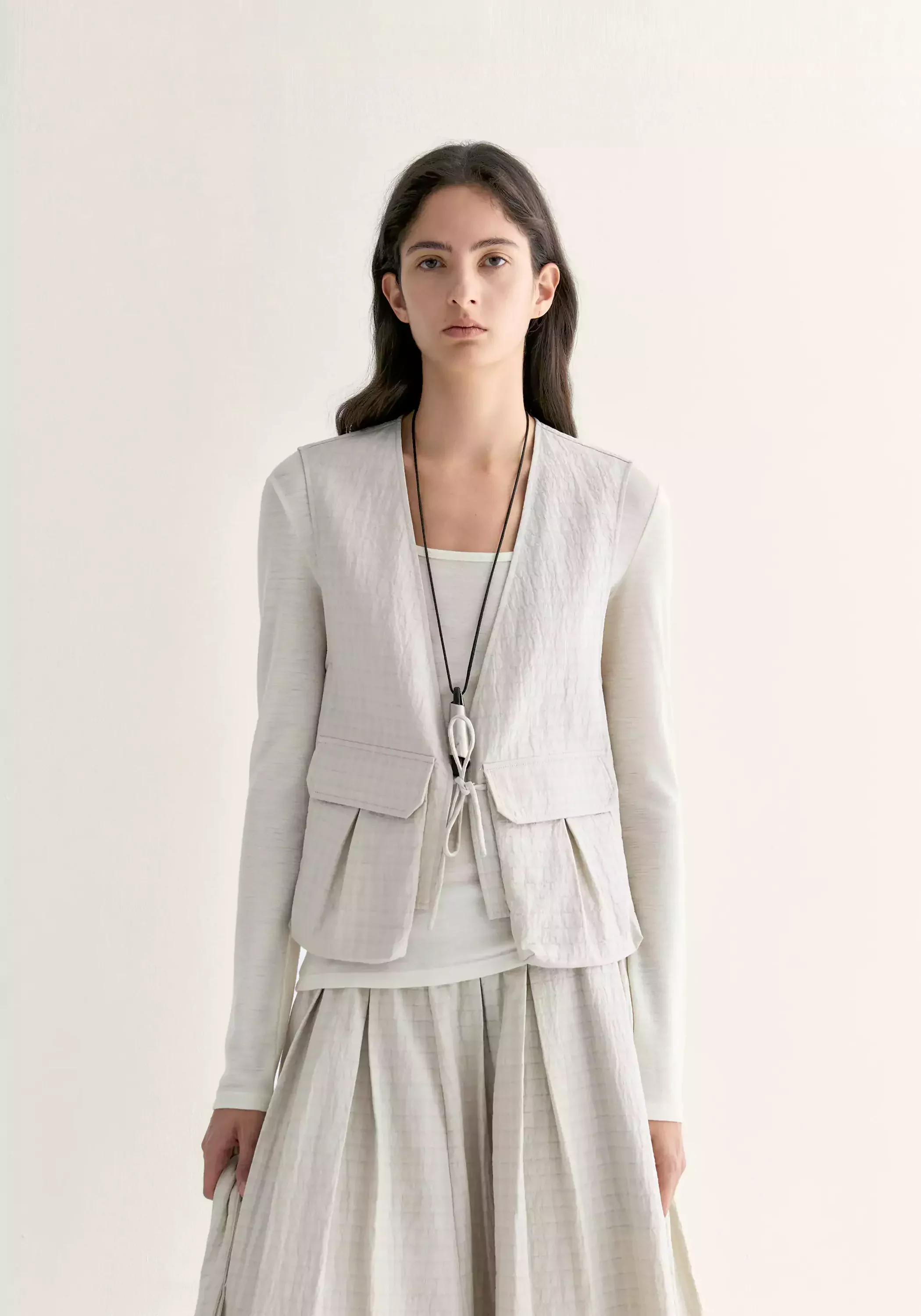 Checked V-Neck Vest