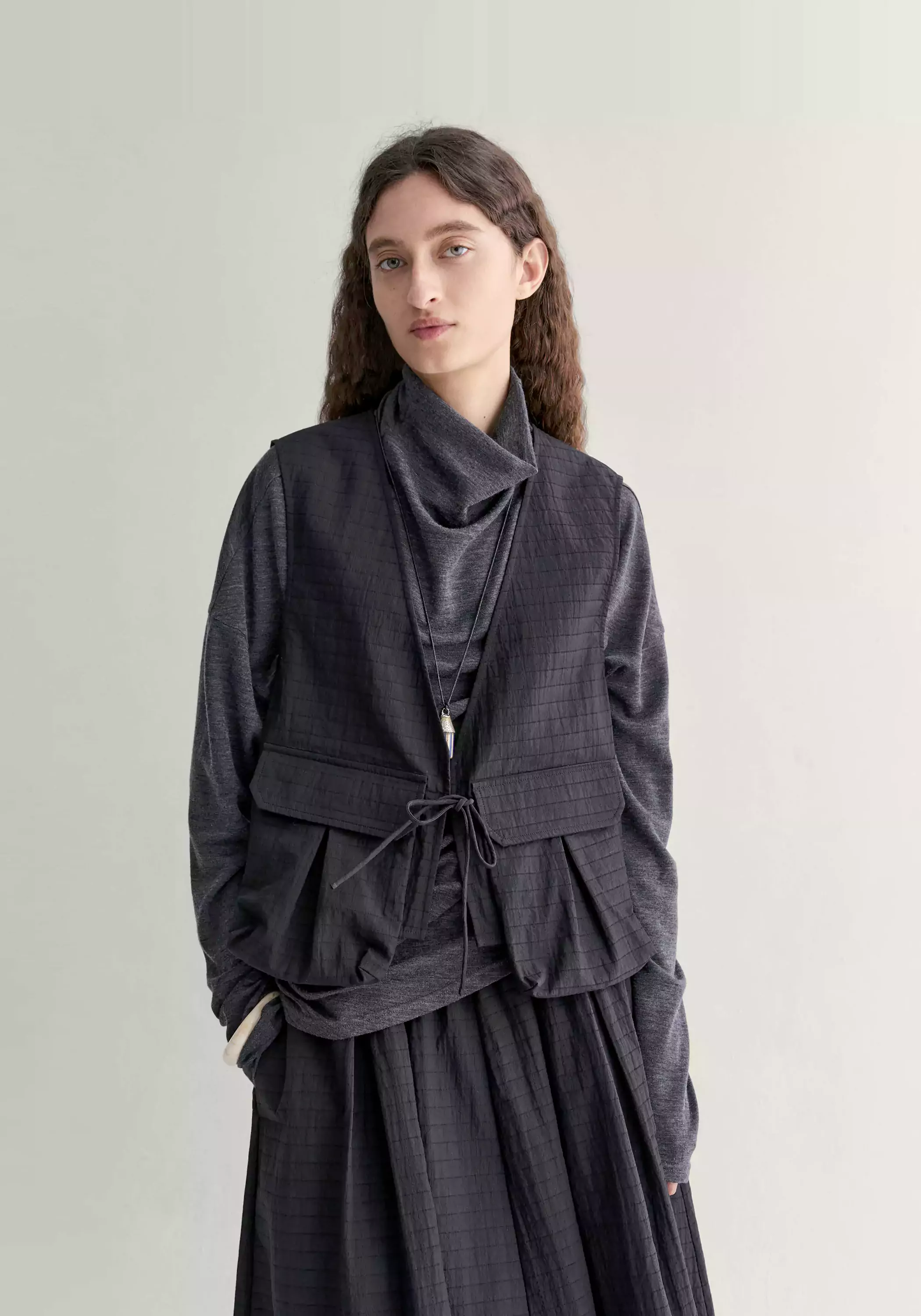 Checked V-Neck Vest - Image 3