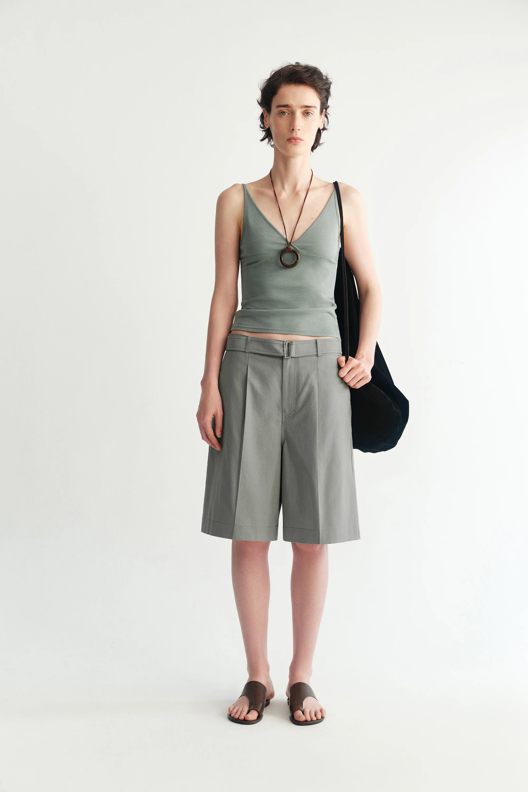 Cotton A-line Pleated Shorts - Image 7