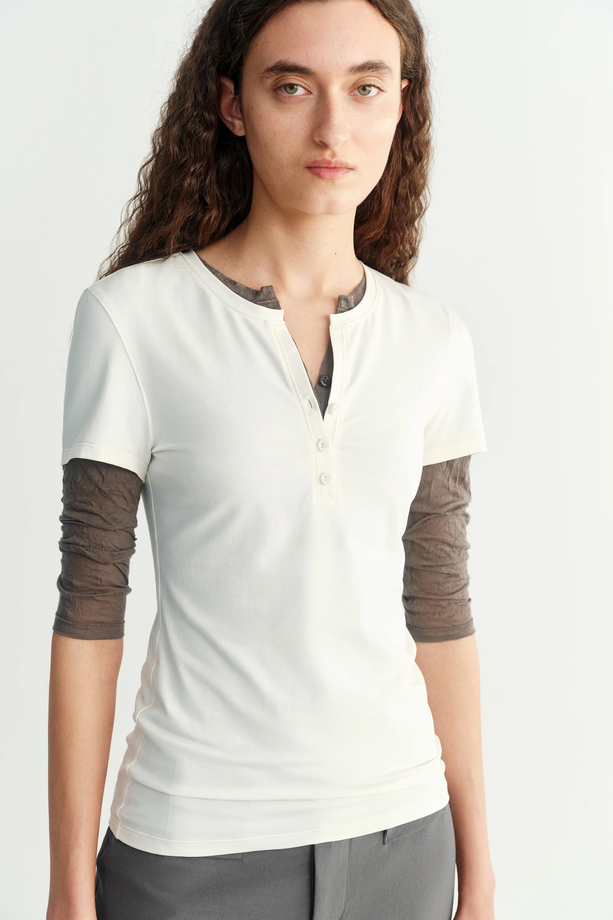 Cotton Henley Collar T-shirt - Image 12