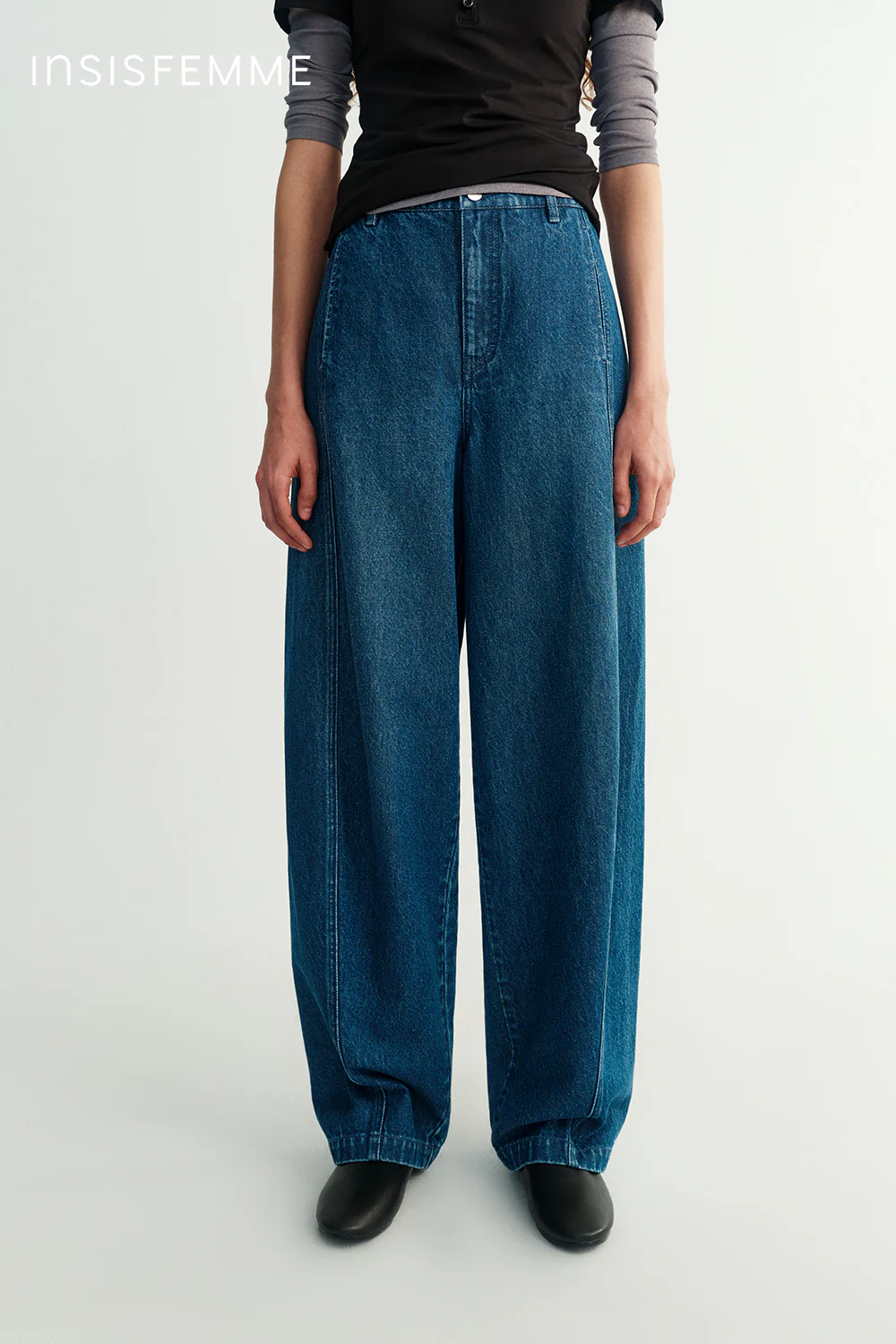 Cotton-linen Curved Jeans - Image 24