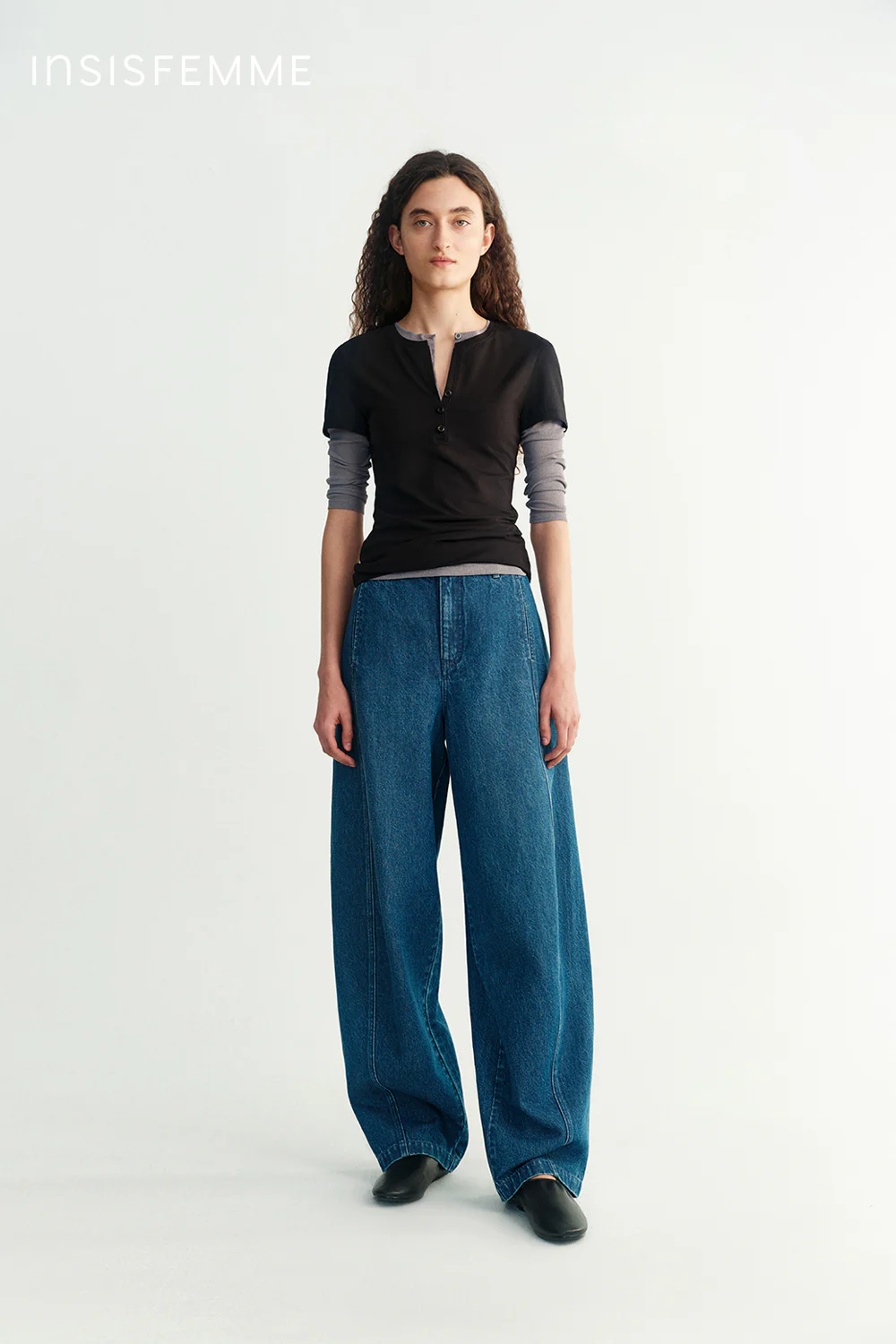 Cotton-linen Curved Jeans - Image 3