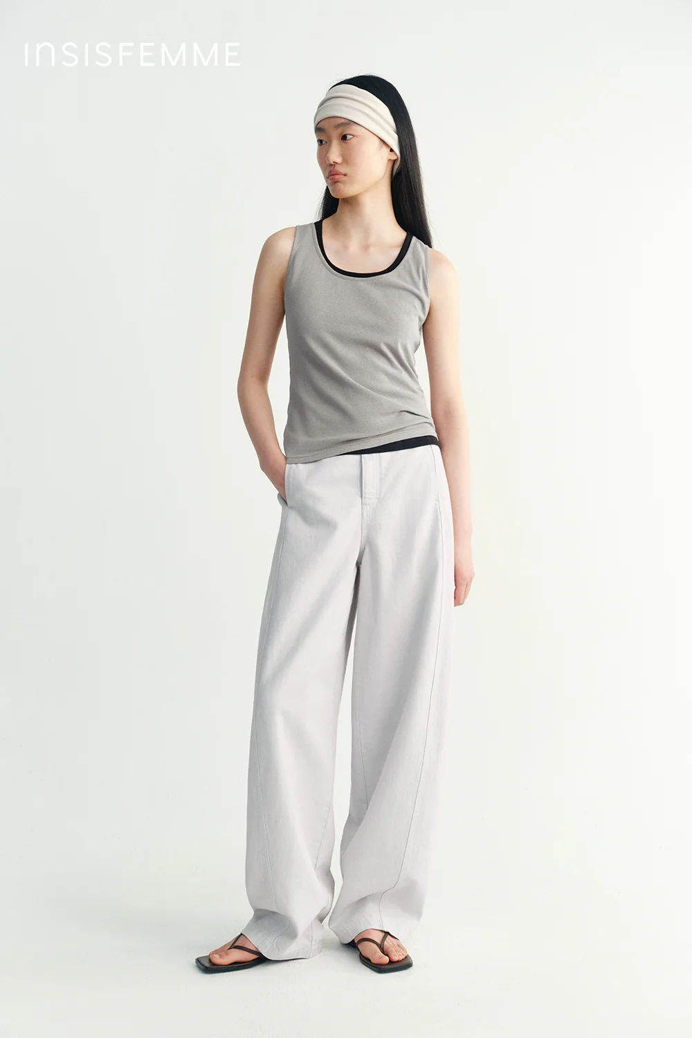 Cotton-linen Curved Jeans - Image 30