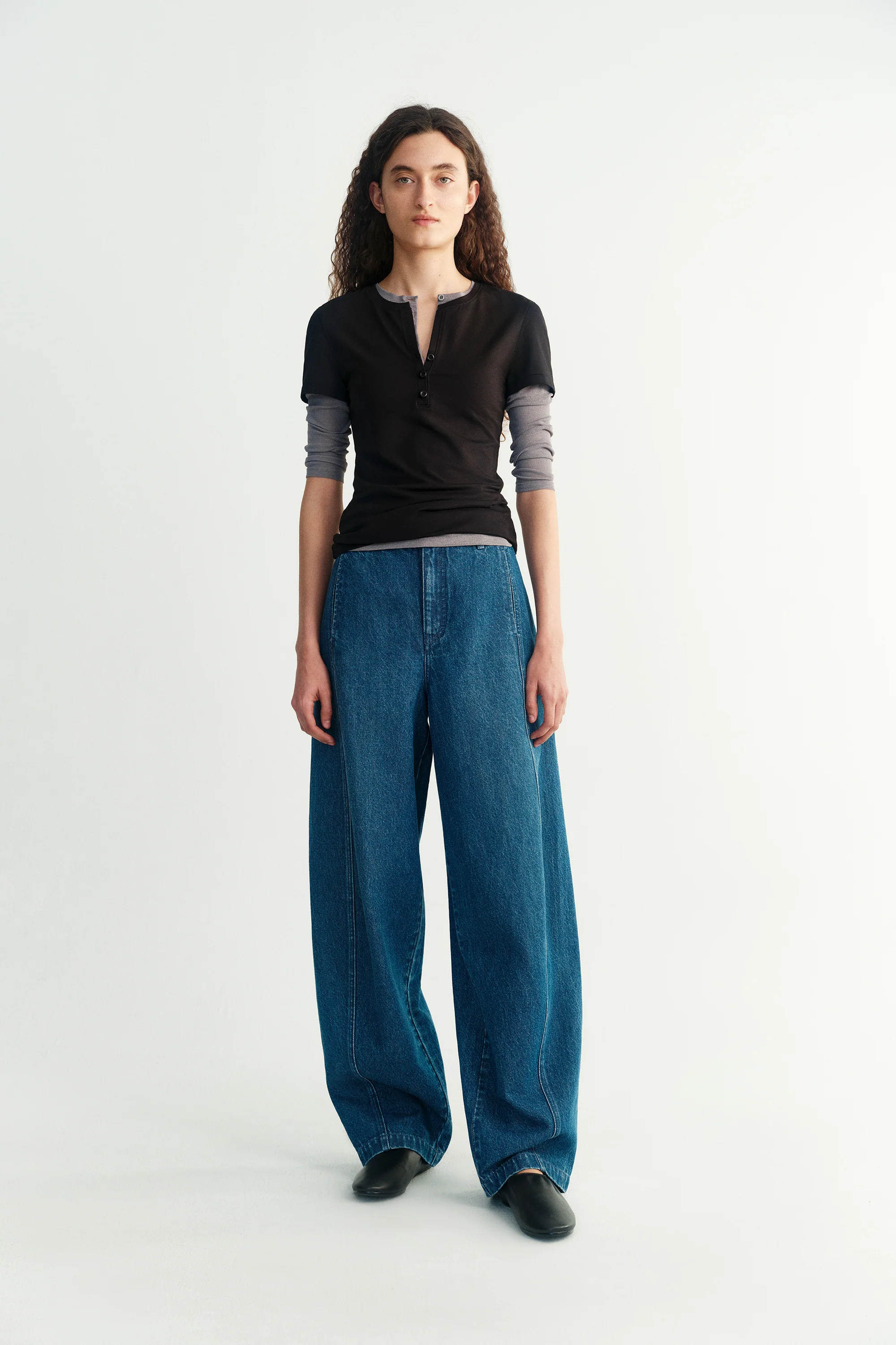 Cotton-linen Curved Jeans - Image 5