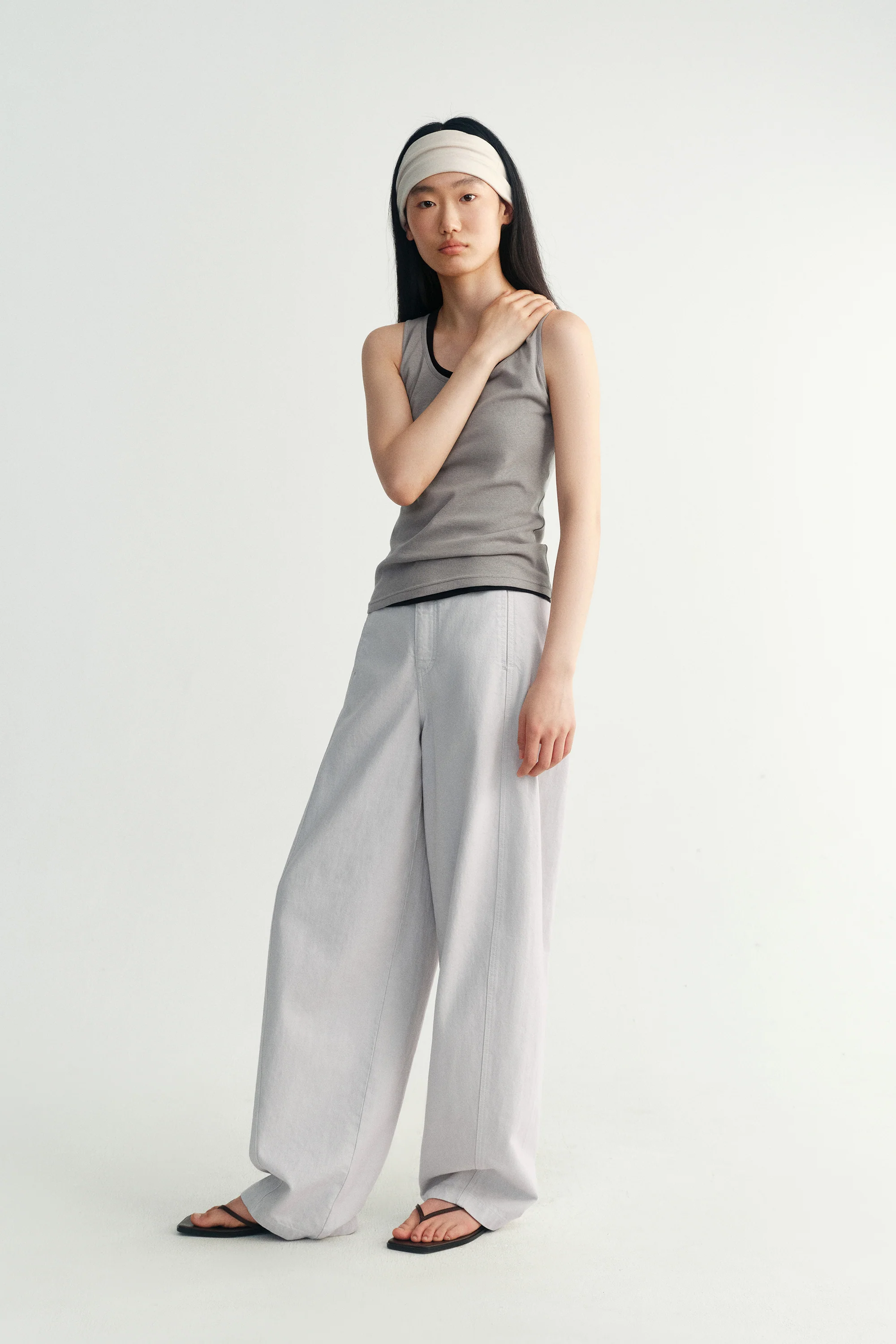 Cotton-linen Curved Jeans - Image 6