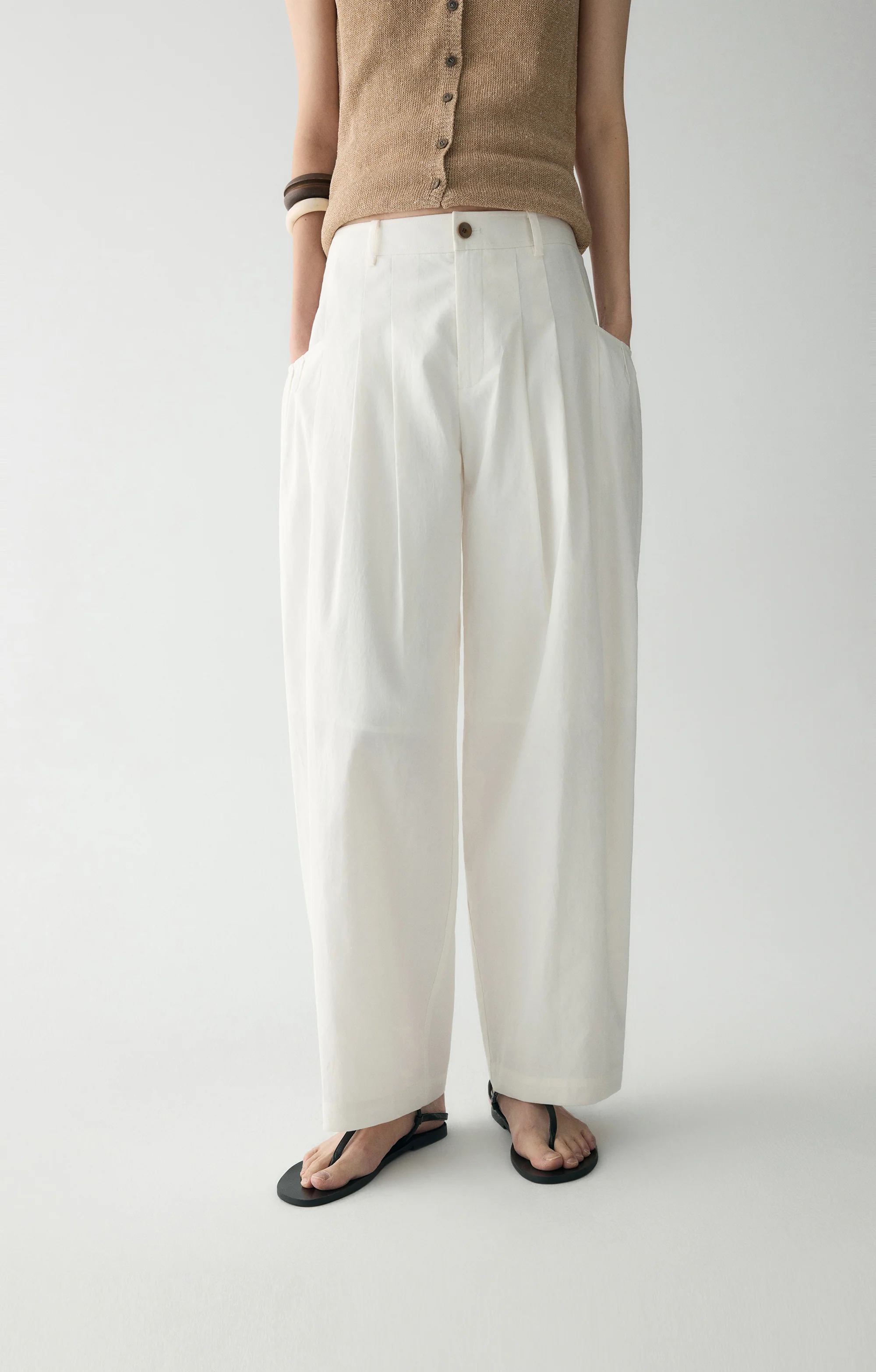 Cotton-linen Pleated Pants - Image 18