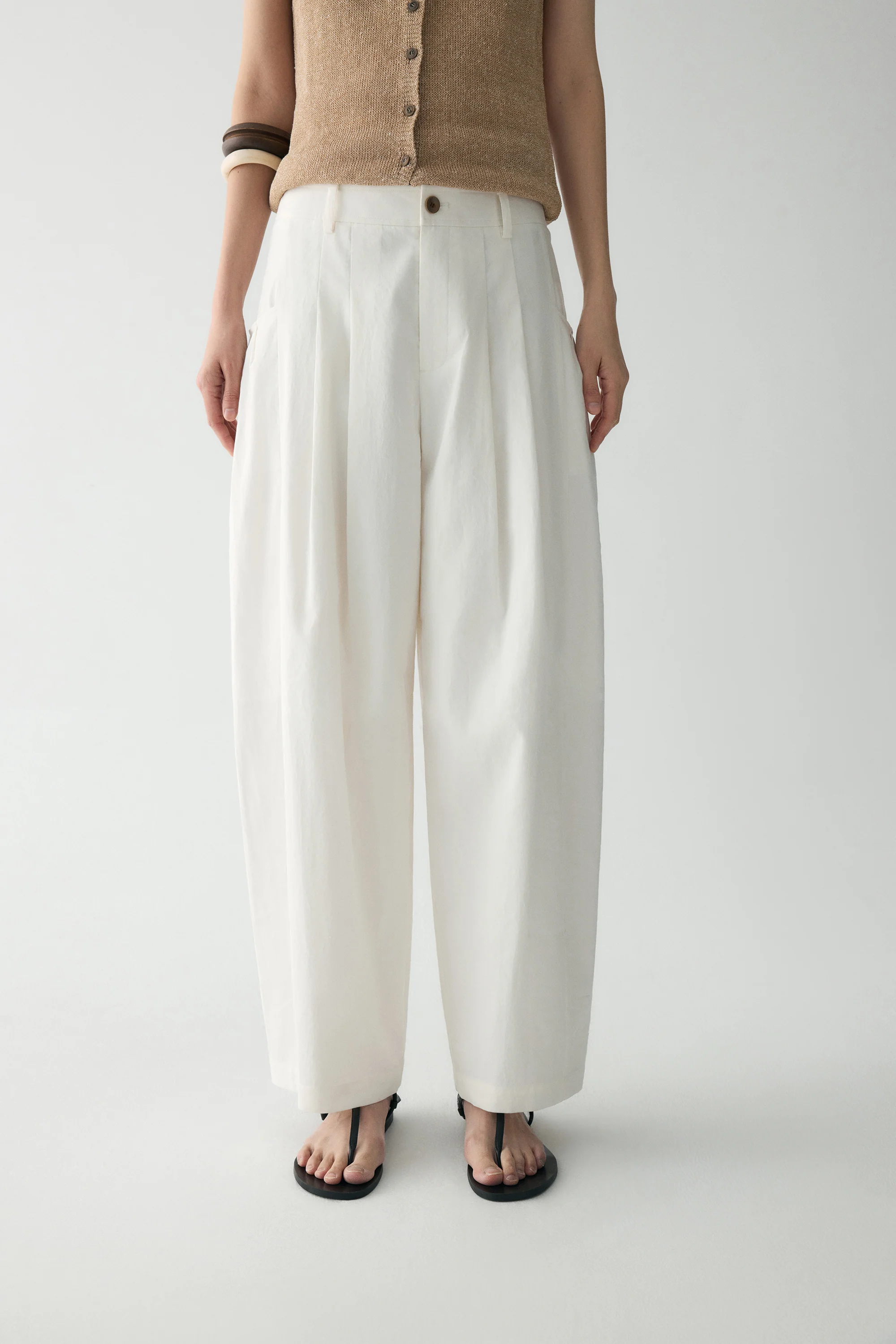 Cotton-linen Pleated Pants - Image 19