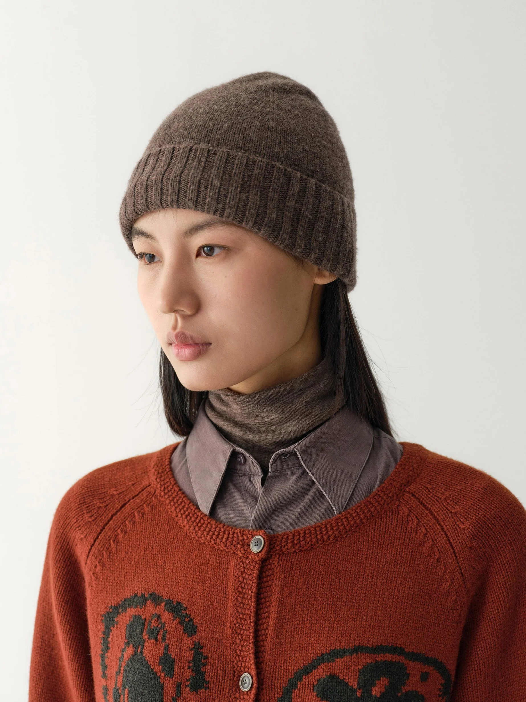 Crewneck Wool Intarsia Cardigan - Image 16