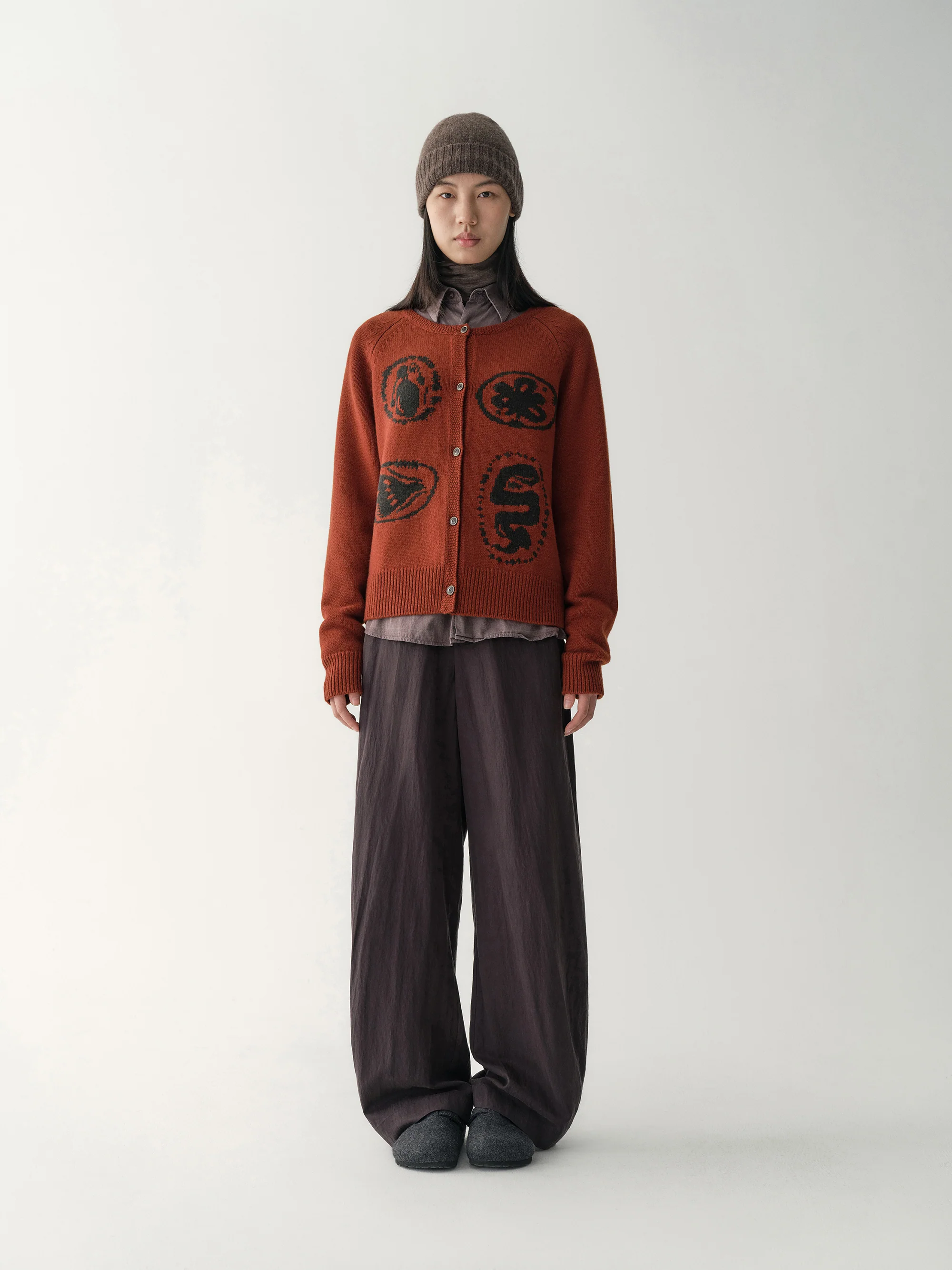 Crewneck Wool Intarsia Cardigan - Image 3
