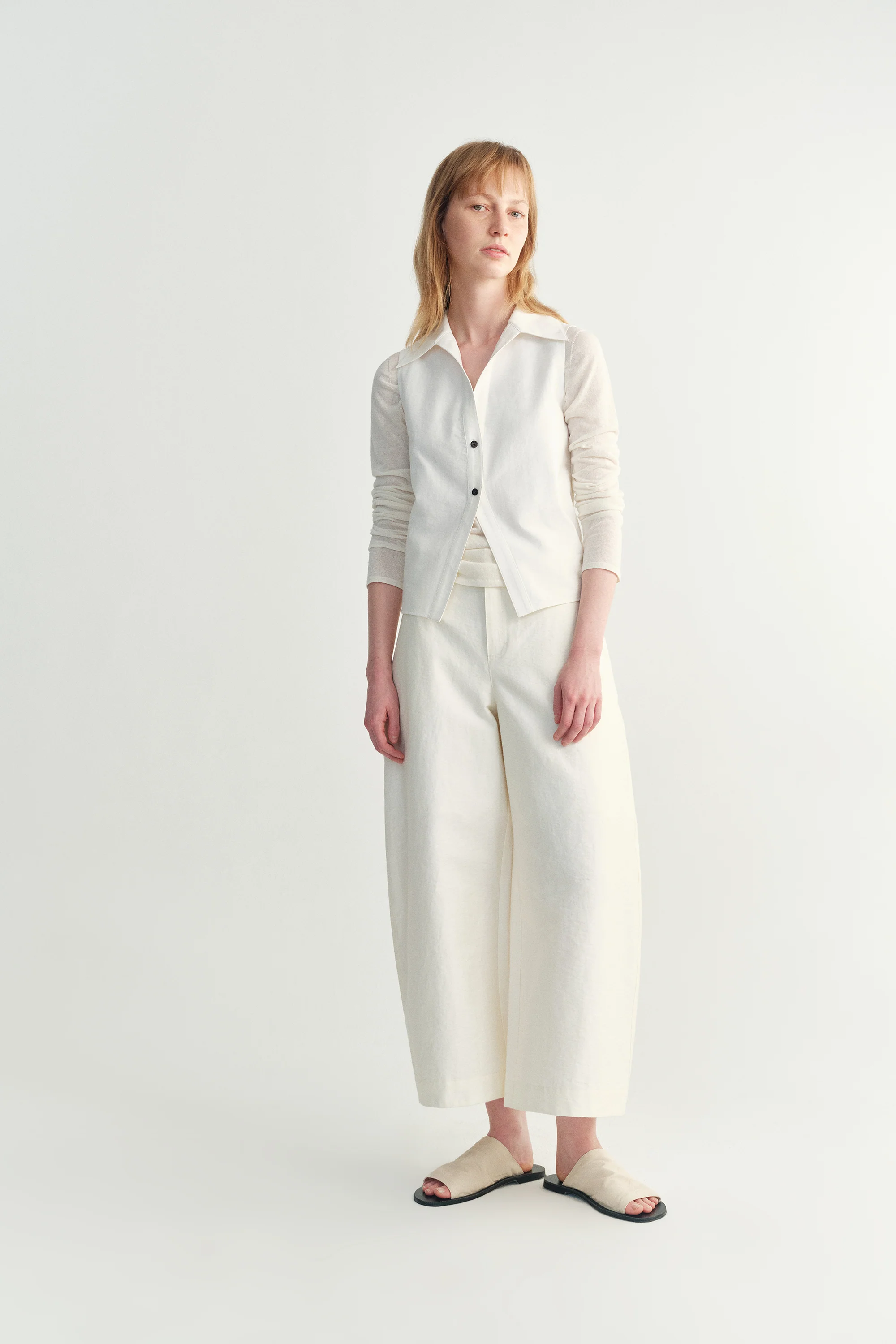Cropped Cotton Shirt Vest - Image 10