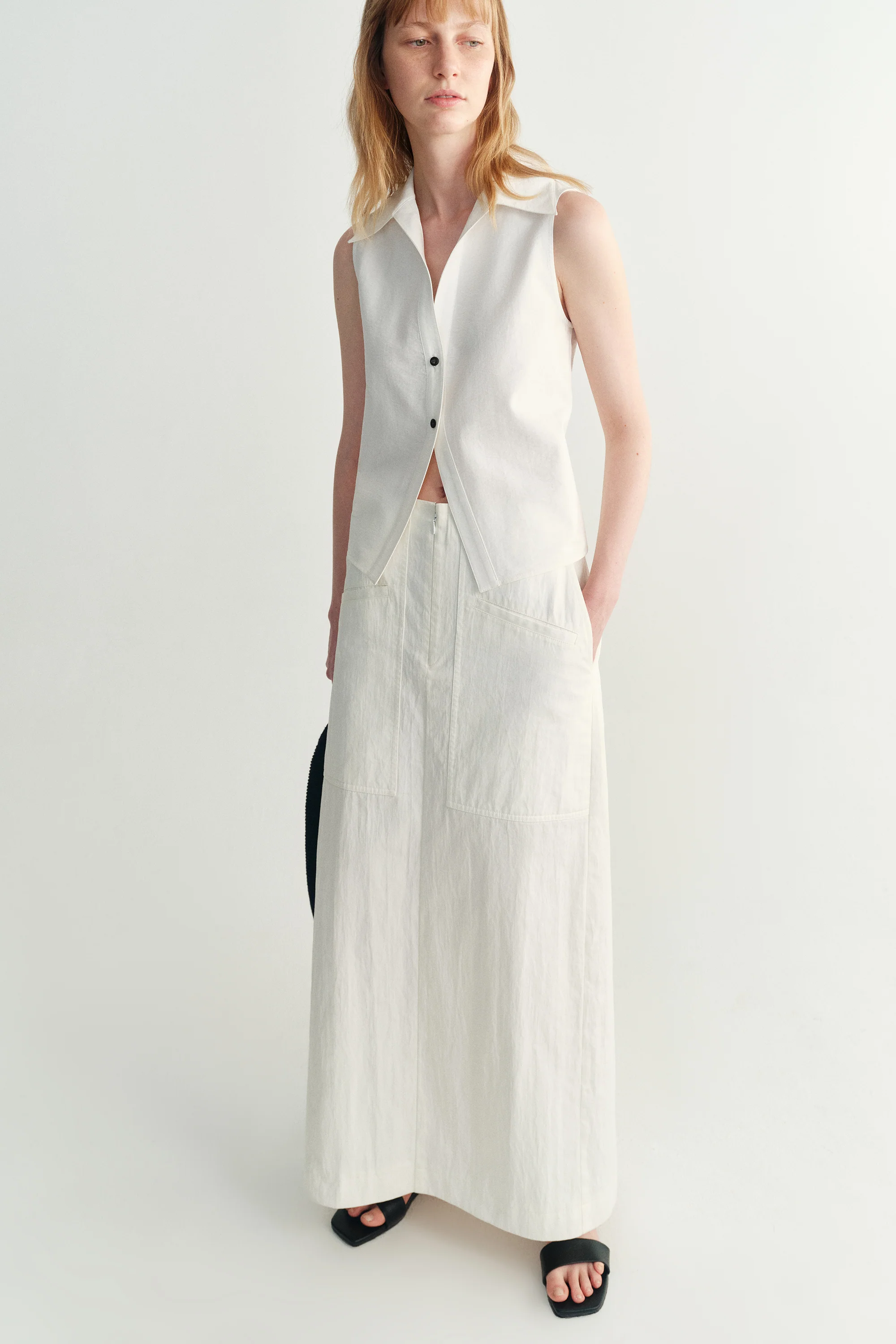Cropped Cotton Shirt Vest - Image 12