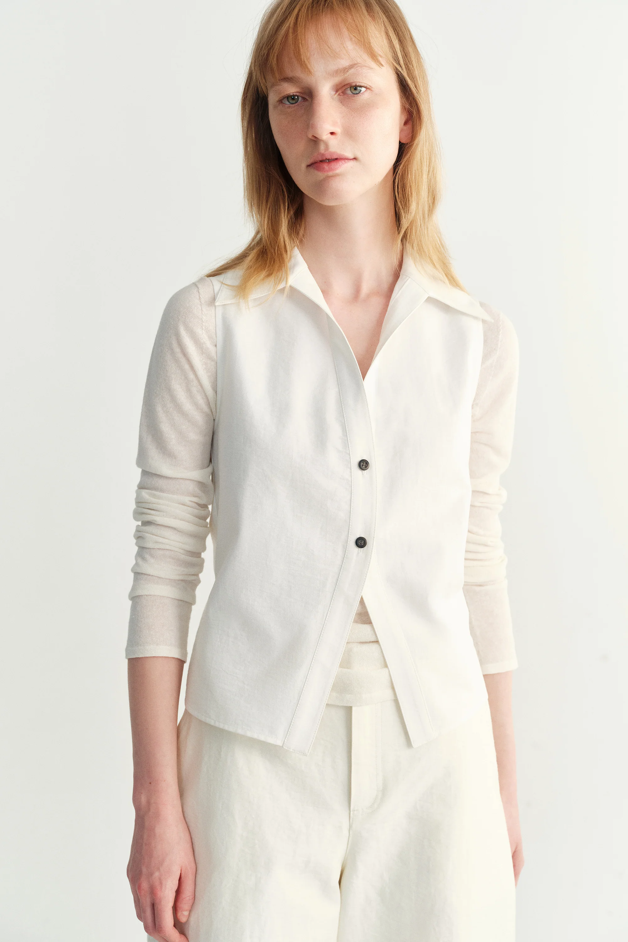 Cropped Cotton Shirt Vest - Image 13