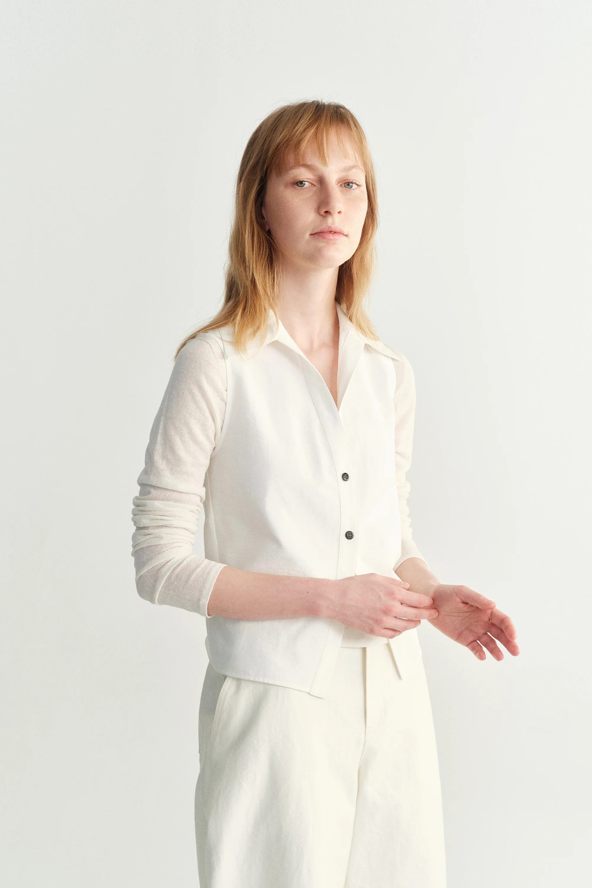 Cropped Cotton Shirt Vest - Image 3
