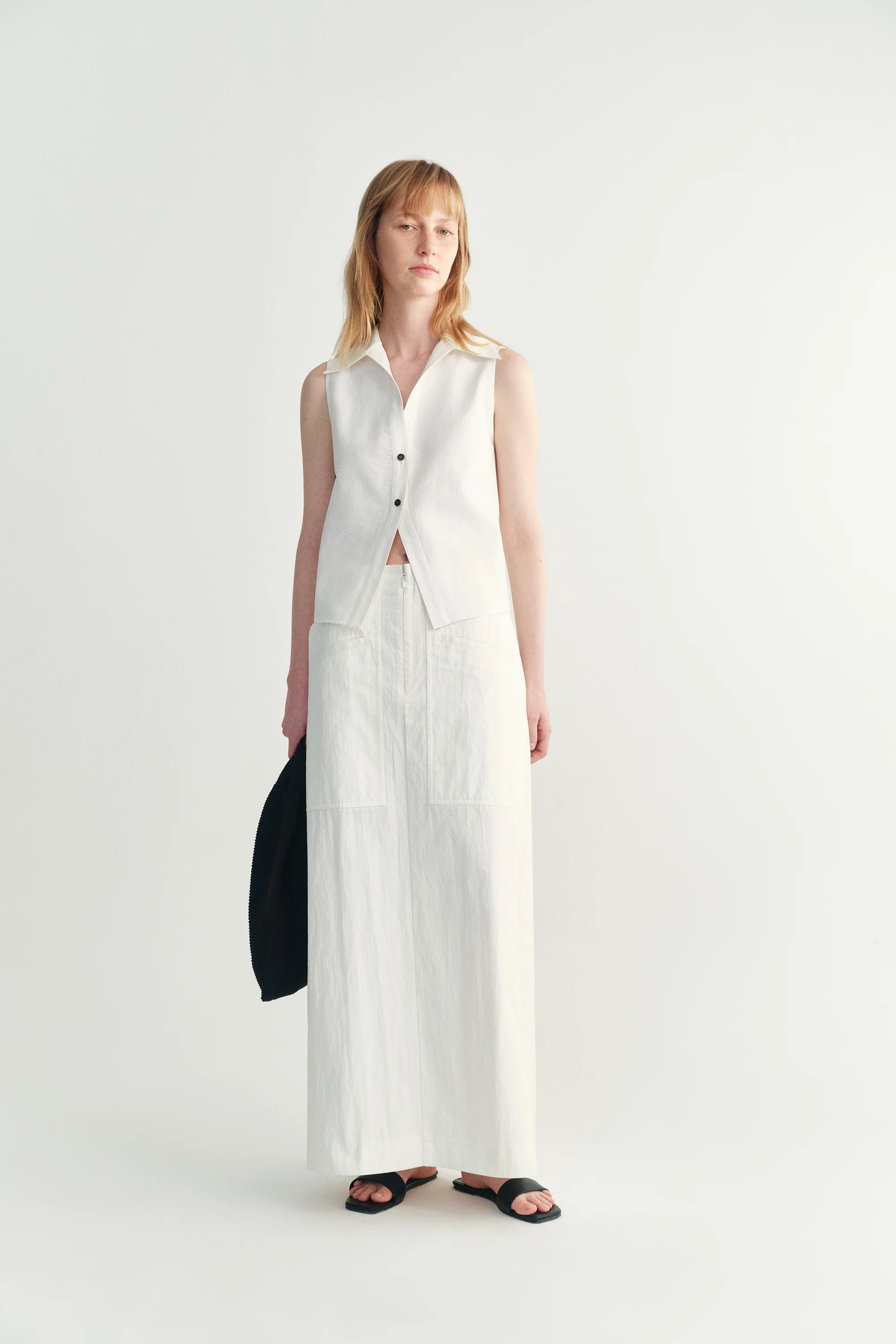 Cropped Cotton Shirt Vest - Image 8
