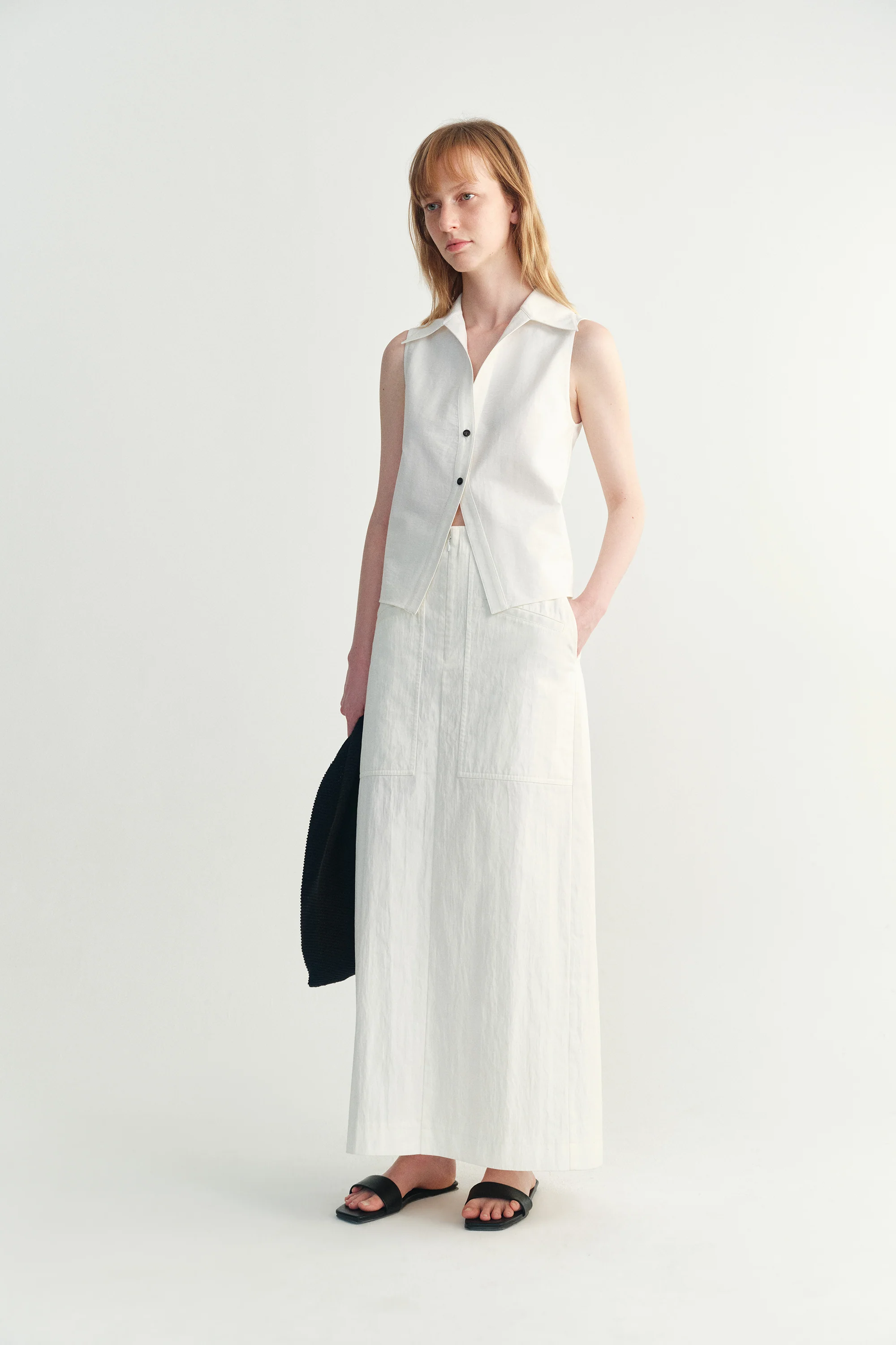 Cropped Cotton Shirt Vest - Image 9