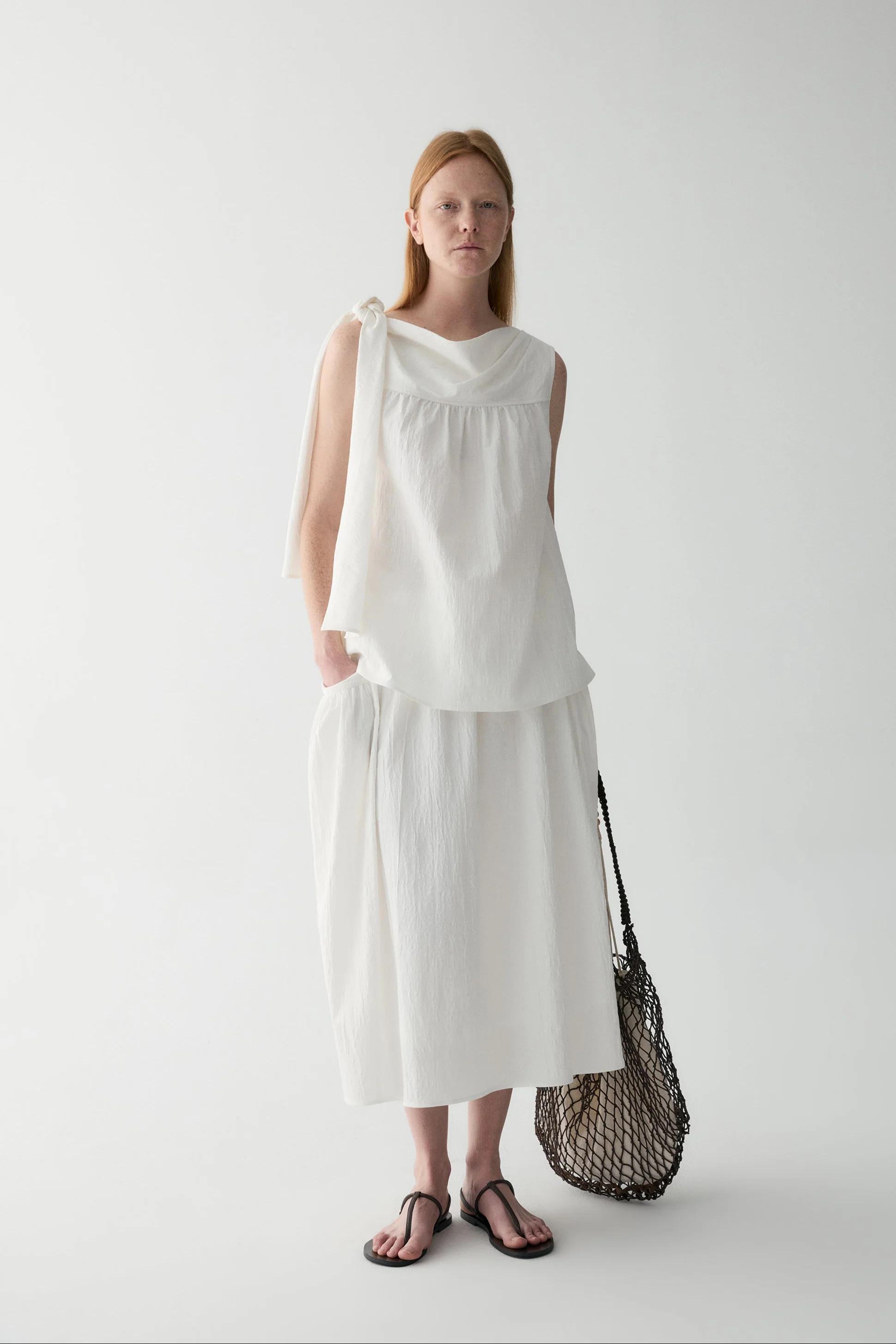 Curved Cotton Skirt - Image 16