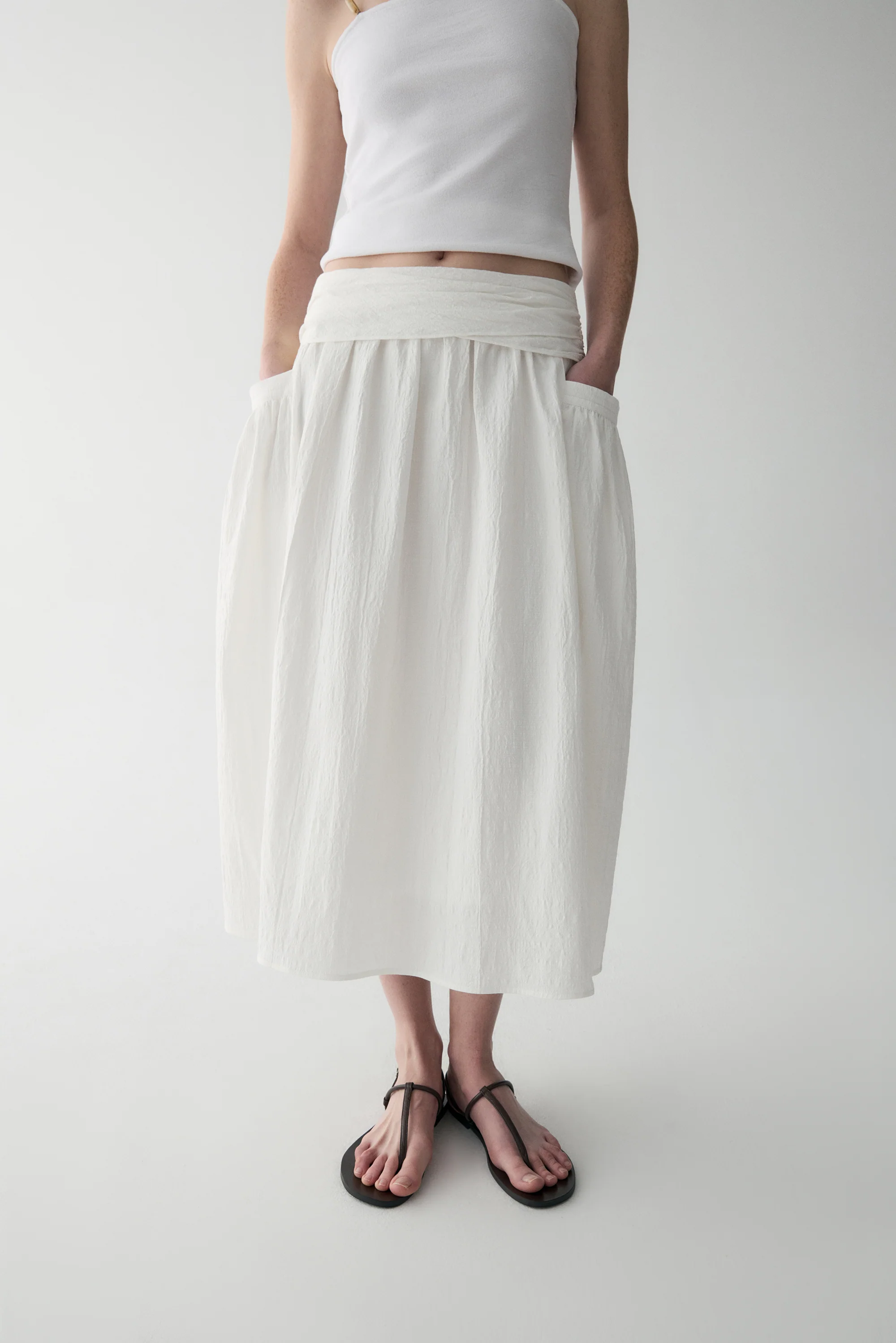 Curved Cotton Skirt - Image 21