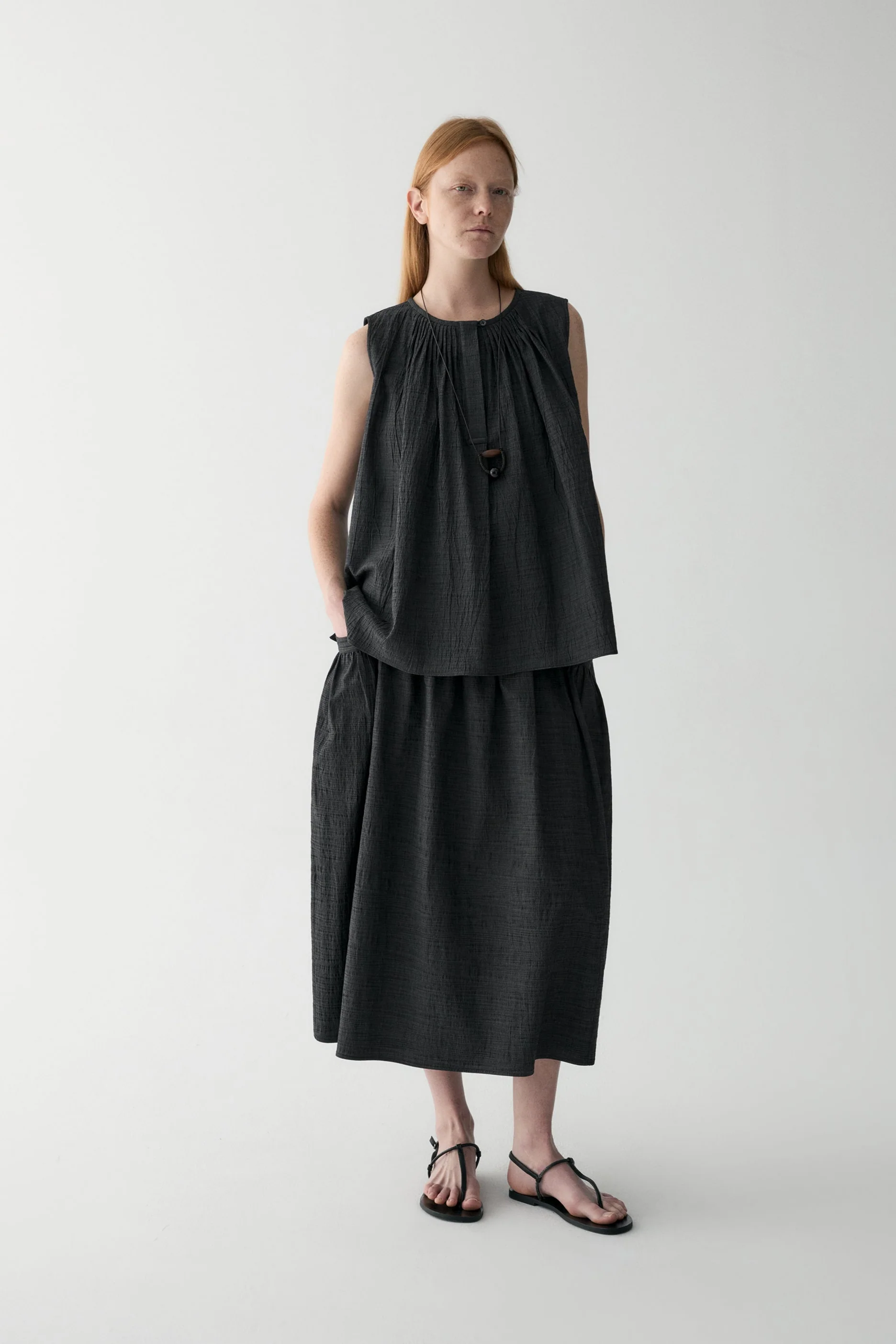 Curved Cotton Skirt - Image 3