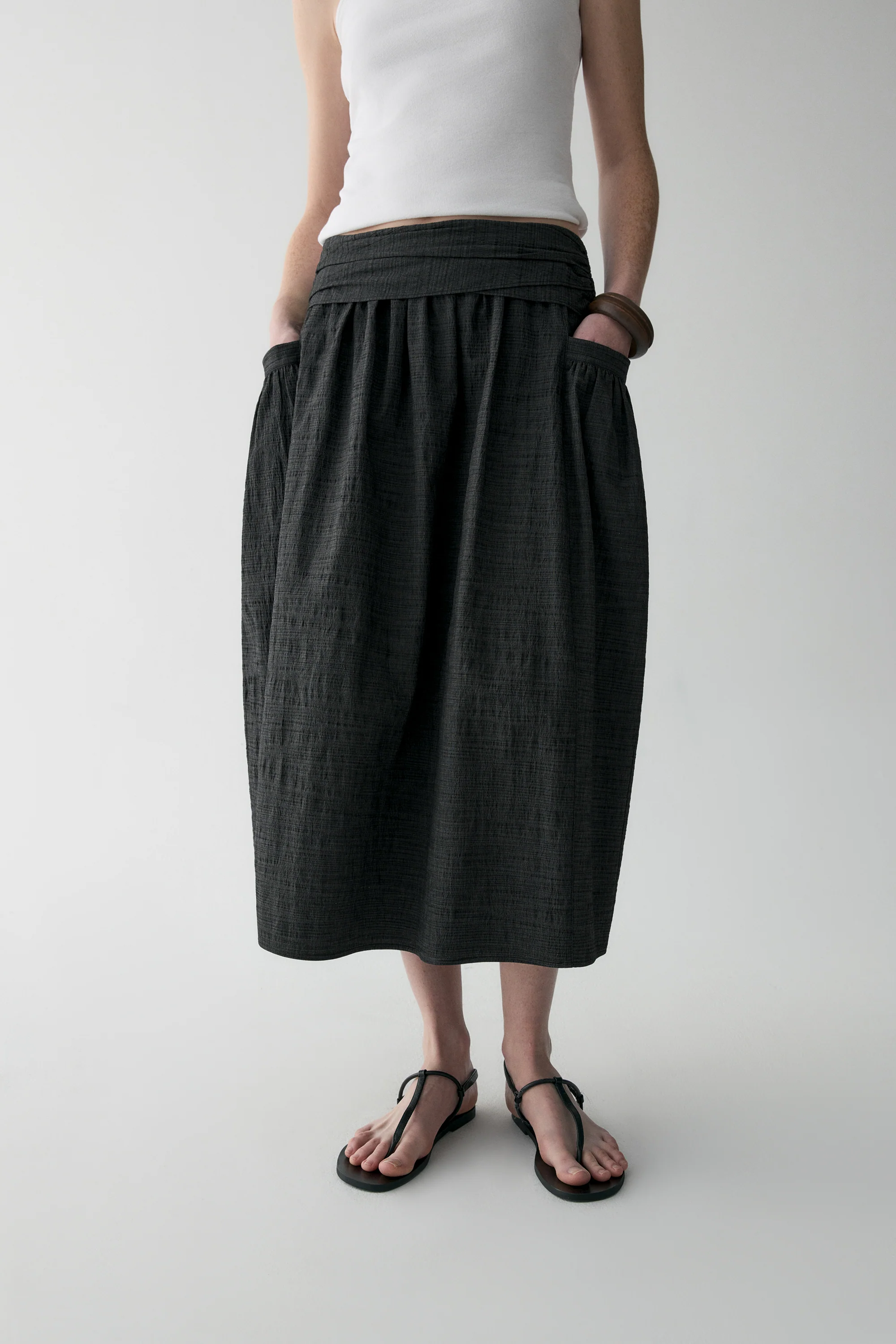 Curved Cotton Skirt - Image 7