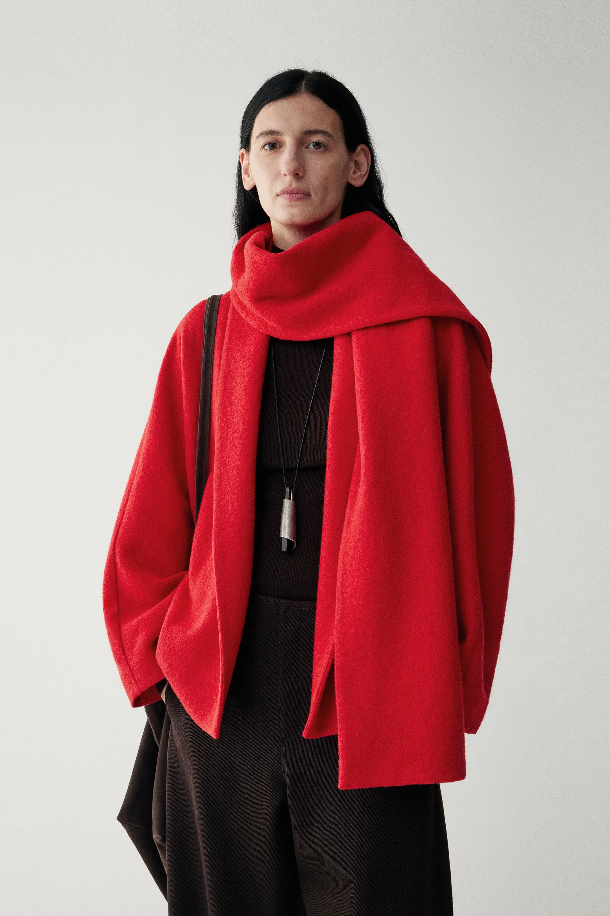 Detachable Scarf Wool Coat